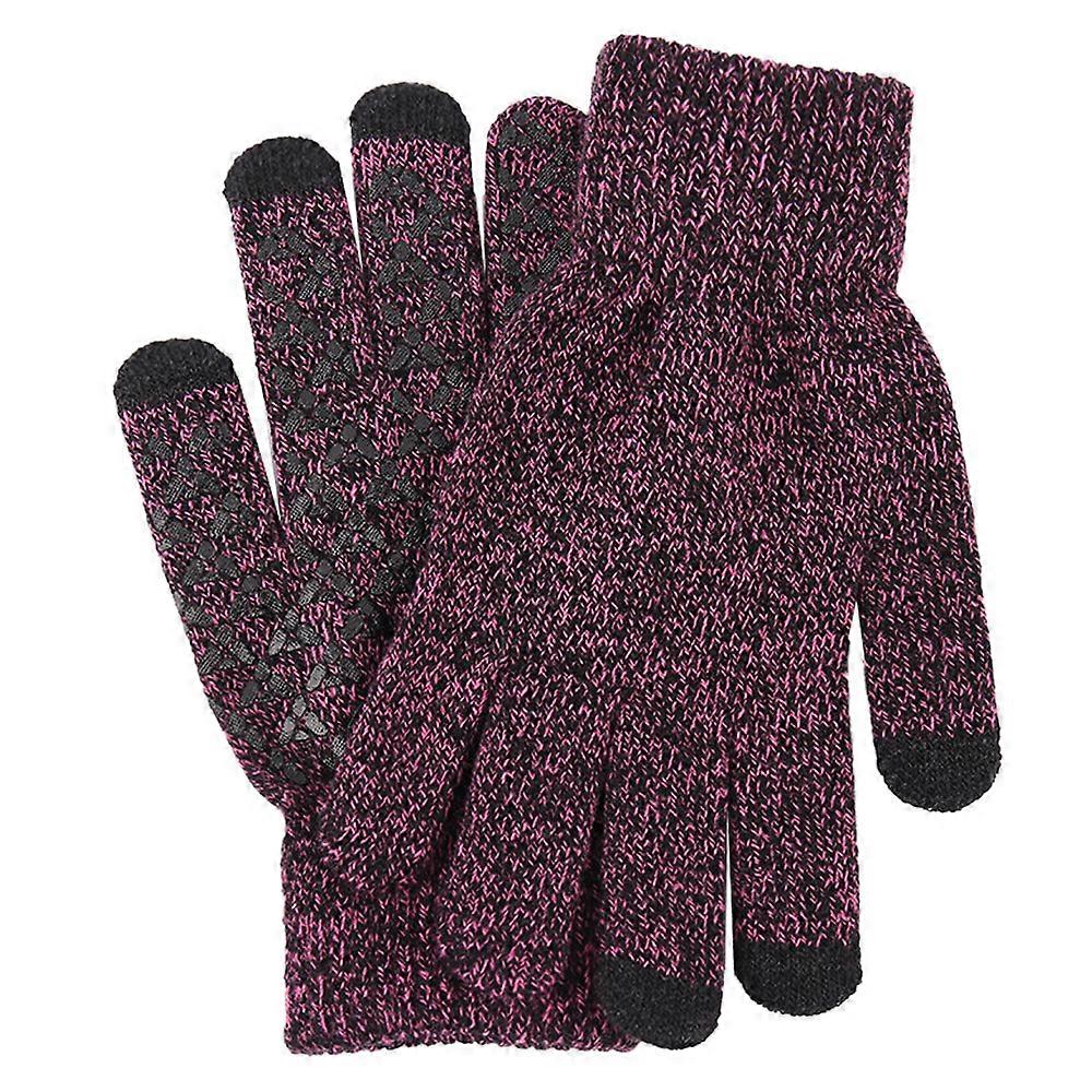 Thermal knitted gloves, non-slip wool touch screen gloves