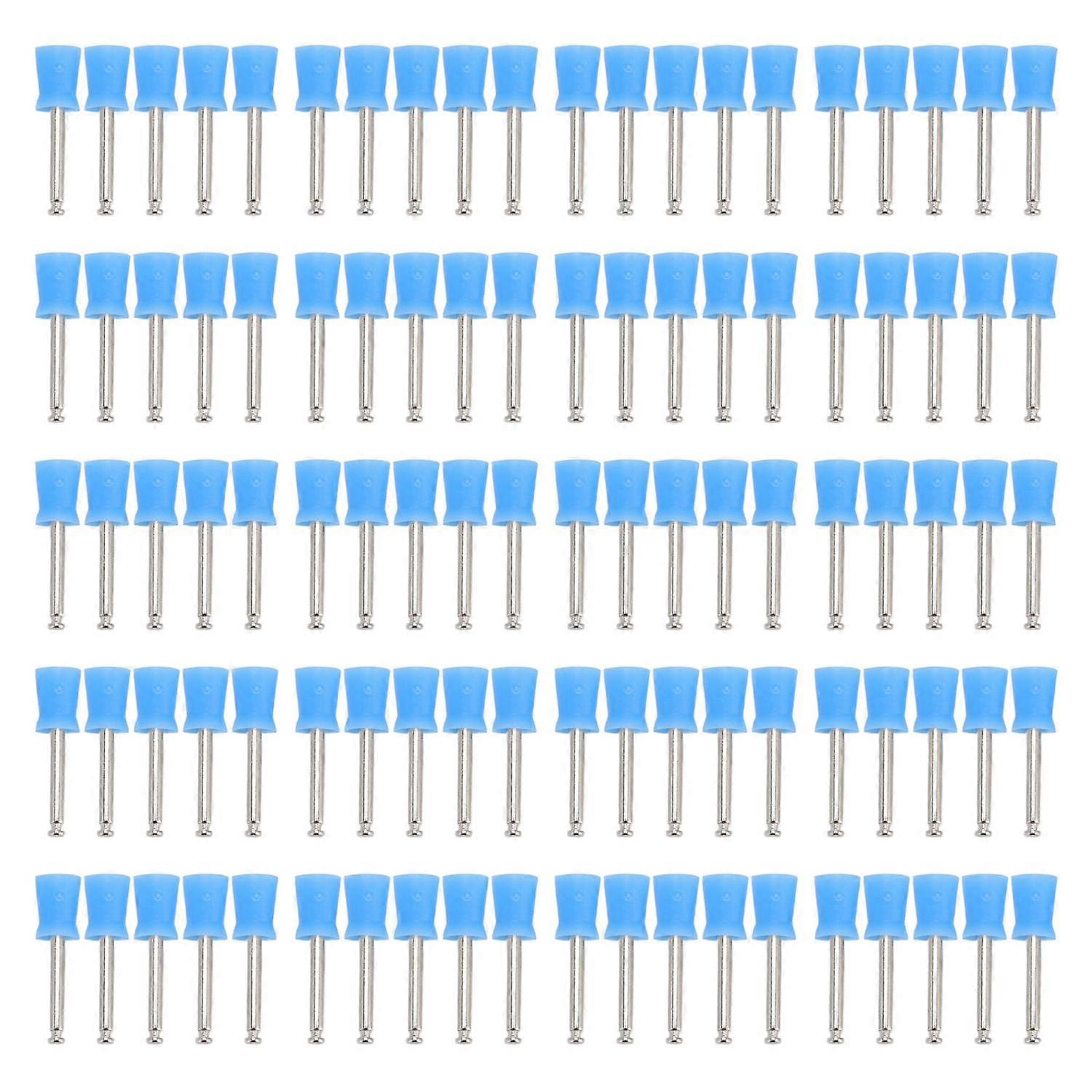 100 Pcs Tooth Polisher Replacement Heads Metal Enhances Teeth Luster Tooth Polishing Cup Heads Blue
