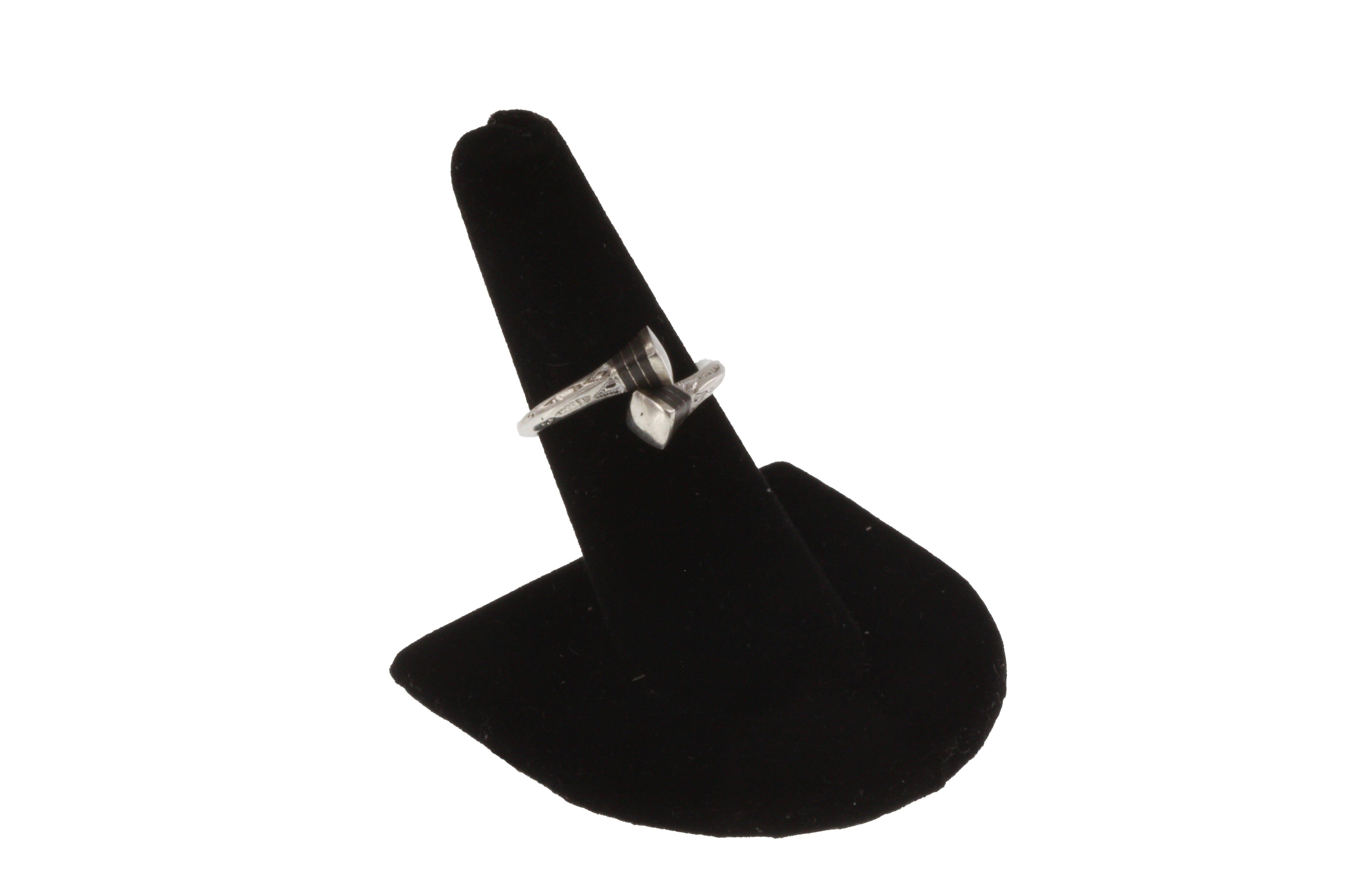 AMZIN Cross Over Silver Ring