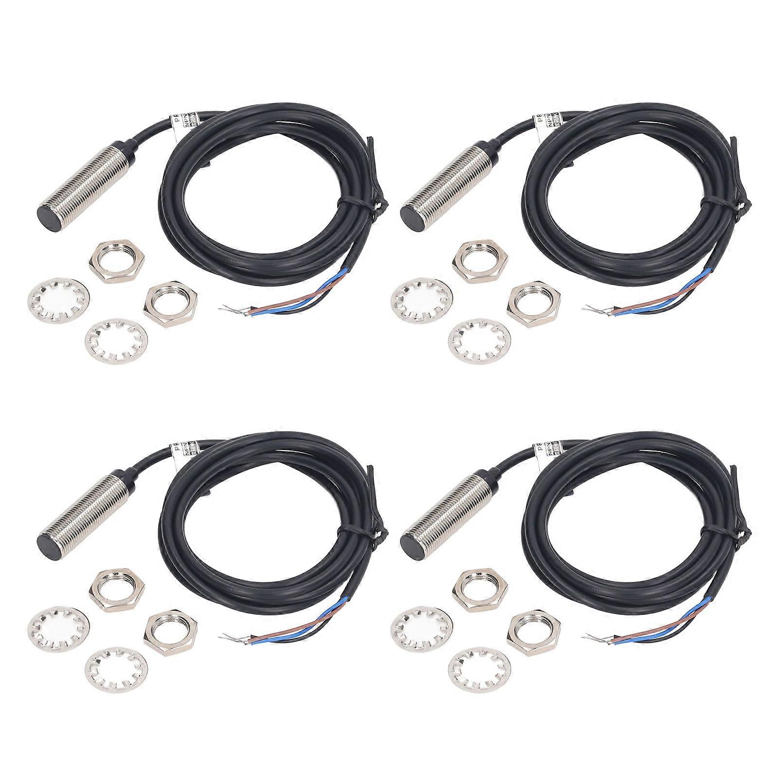 4 Set Inductive 12mm Dia NPN DC 3 Wire NC Contact Proximity Switch 6‑36VDC 2mm Measuring Range