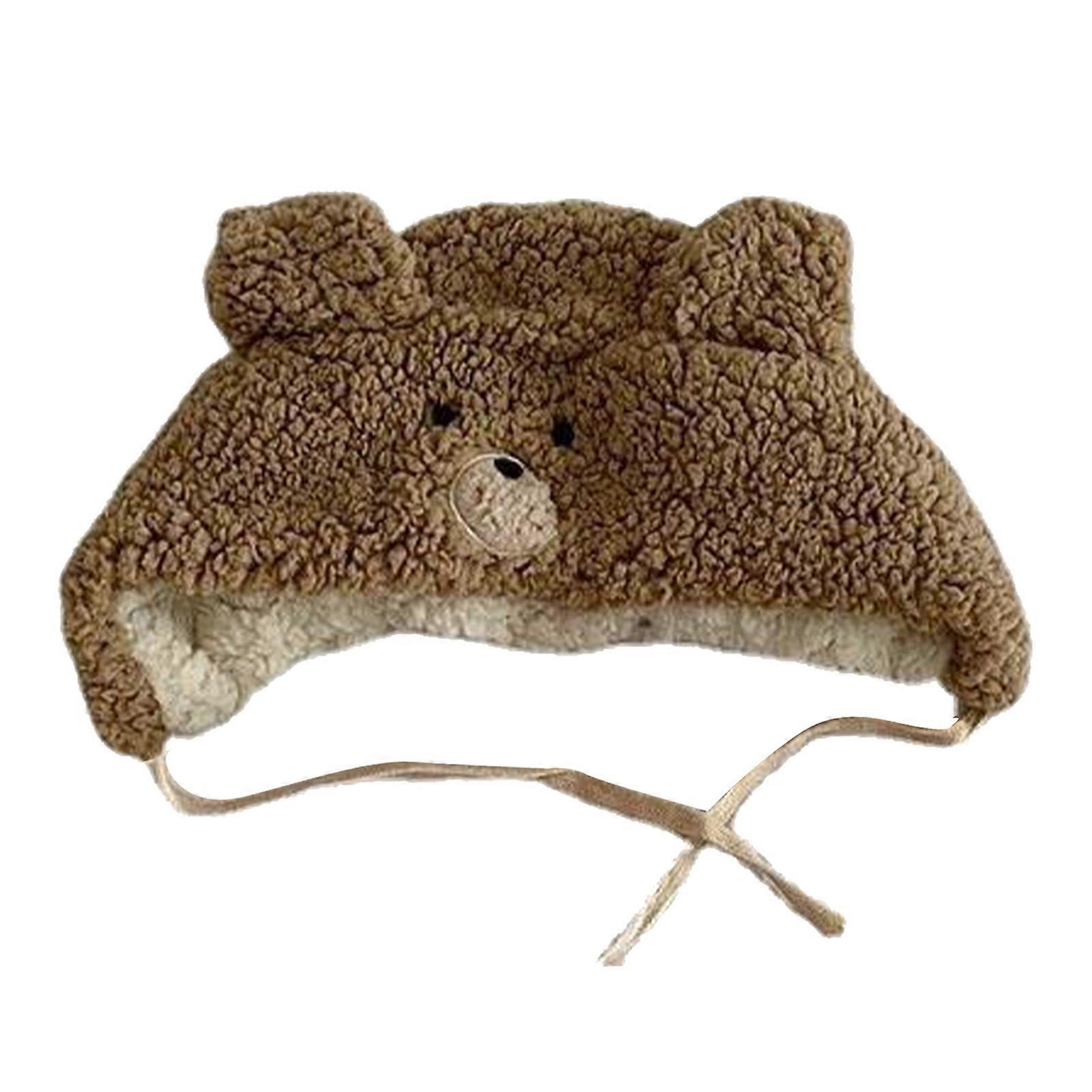 Winter Hat Cute Bear Pattern Earflap Skin Friendly Comfortable Windproof Hat for Outdoor Use