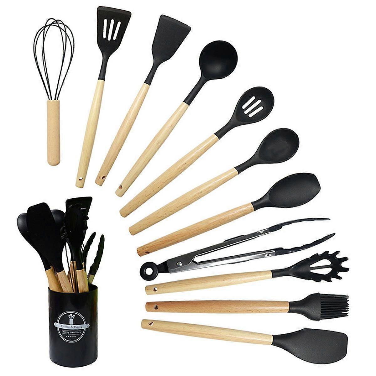 12-Piece Silicone Kitchen Utensils Set Nonstick Cooking Spoon and Baking Tools