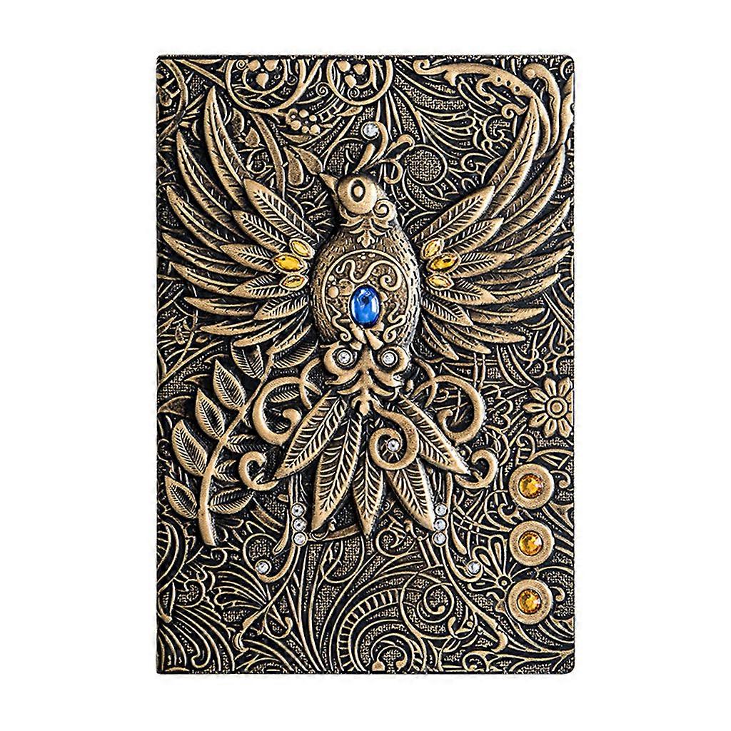 3D Embossed Leather Hard Cover Journal Notebook Vintage Diary Planner Notepad  Ancient bronze lingque