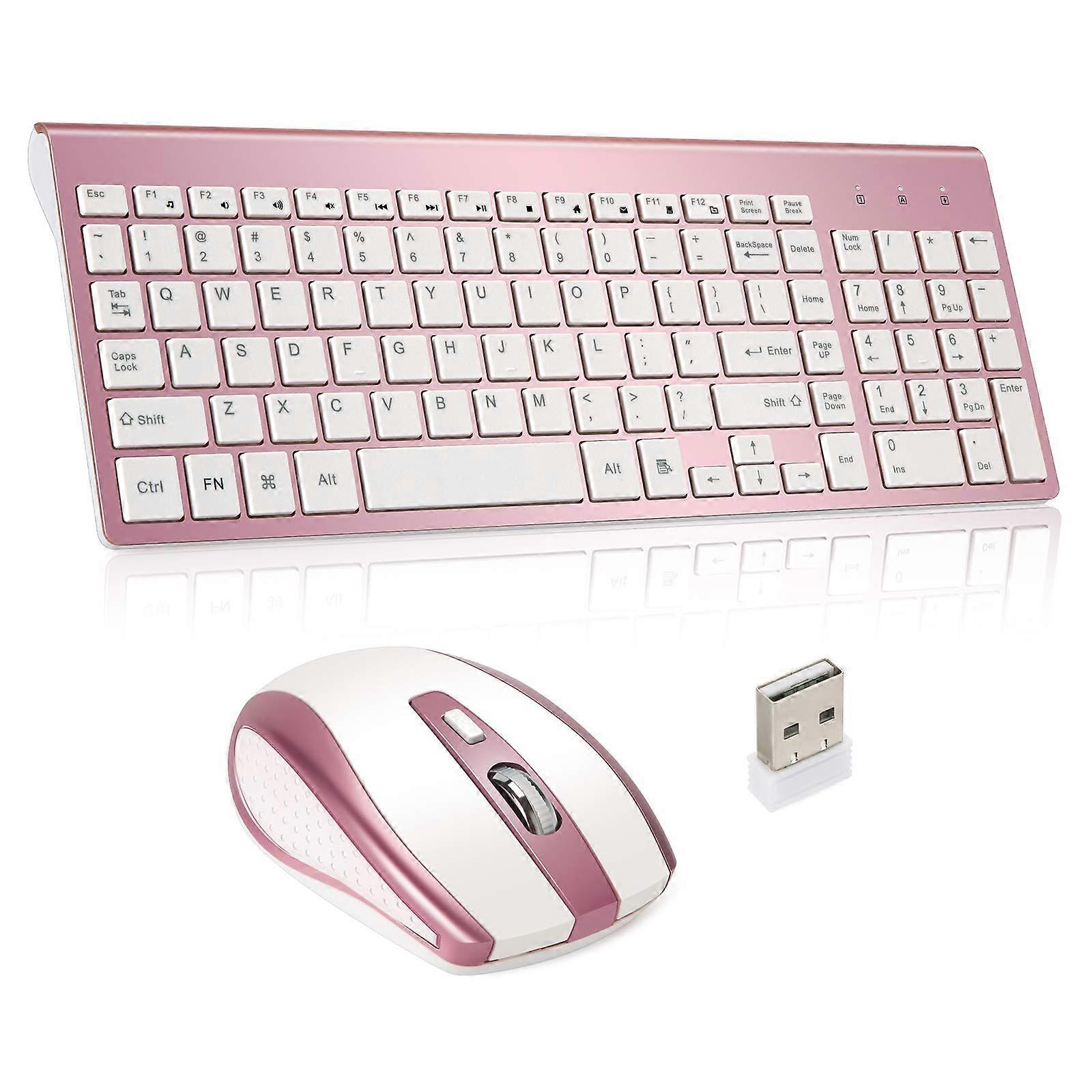 Wireless Keyboard and Mouse Combination Full Size Quiet Compact for Mac Computers Laptops Tablets Windows