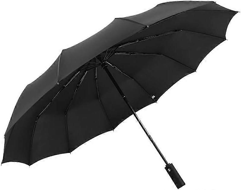 Windproof Automatic Umbrella 12-Rib Strong Golf Umbrella Folding Sun Umbrella UV Blocking Portable