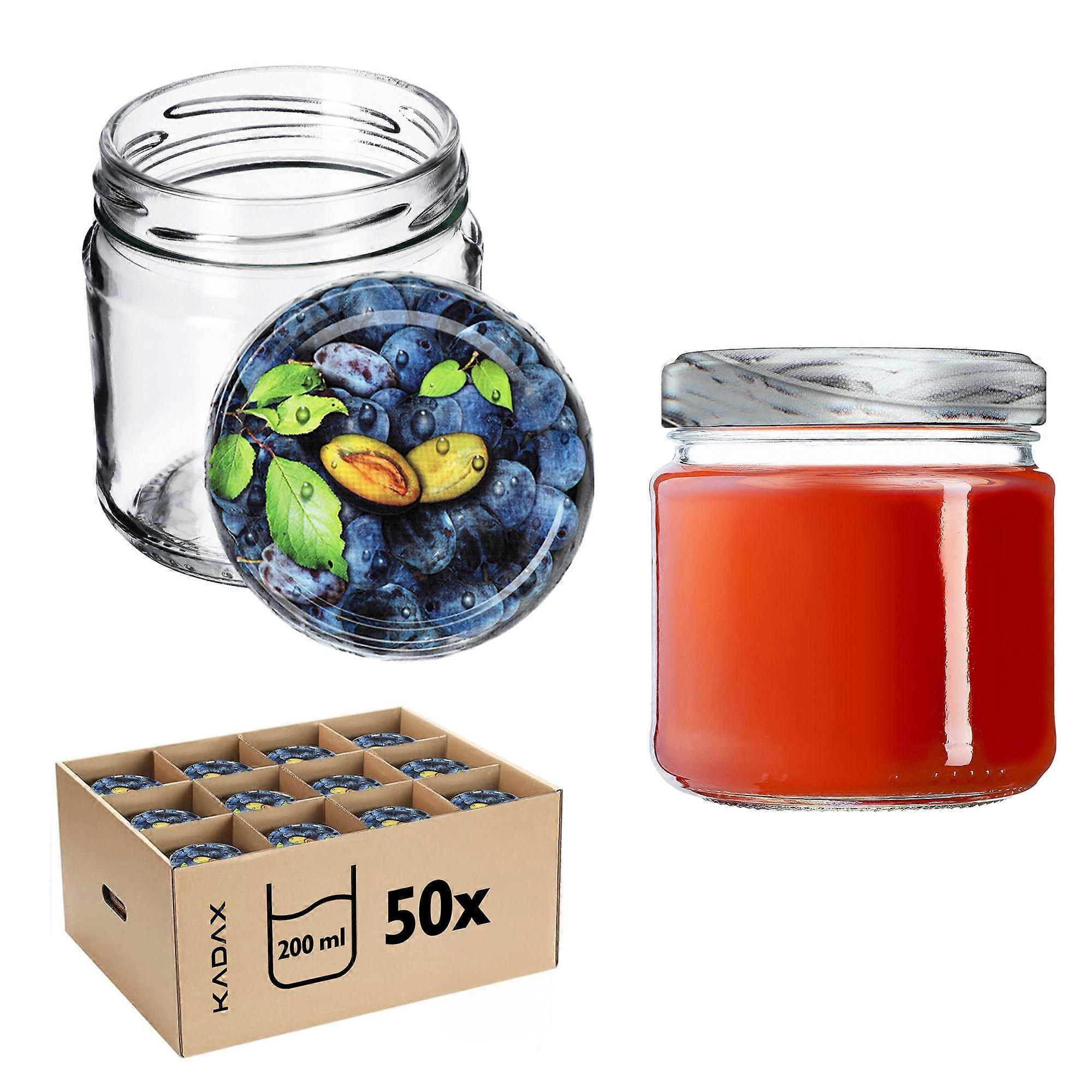 KADAX Bocaux pour conserves Lerma 200ml 50pcs 66mm + couvercles « Prunes »