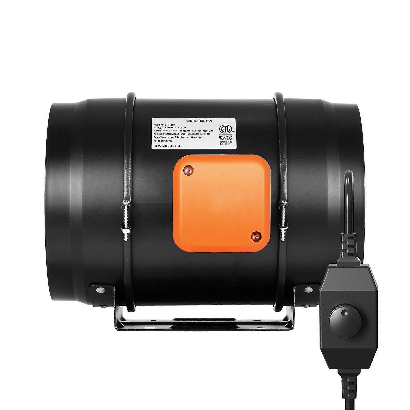 Inline-kanavapuhallin, 203.2mm 506.2 CFM muuttuvalla nopeudensäätimellä, hiljainen AC-moottorin ilmanvaihdon poistopuhallin