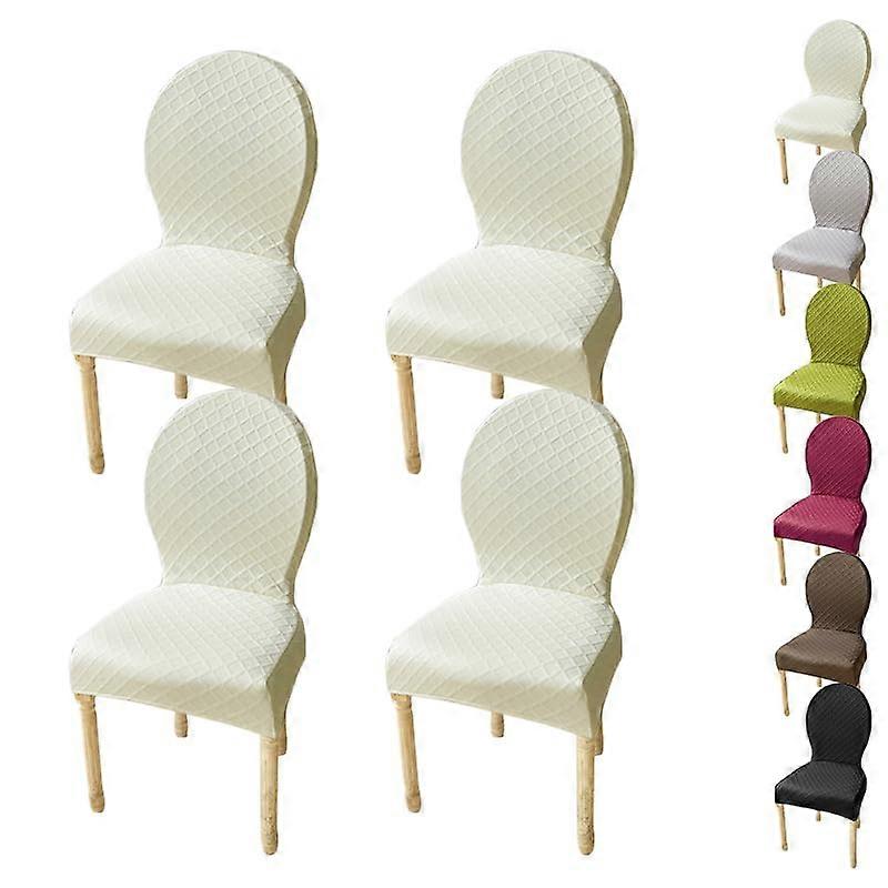 4 pcs Dining Chairs Slipcovers Special-Shaped Modern Style Diamond Check Jacquard for Hotel