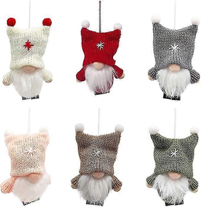 Bebek El Yapımı Yün Örgü Meçhul Bebek, Asma Noel Ağacı Peluş Elf Bebek Dekorasyonu Noel Hediyeleri, Ev Tatil Süsleri, 6 Adet, Renkler As