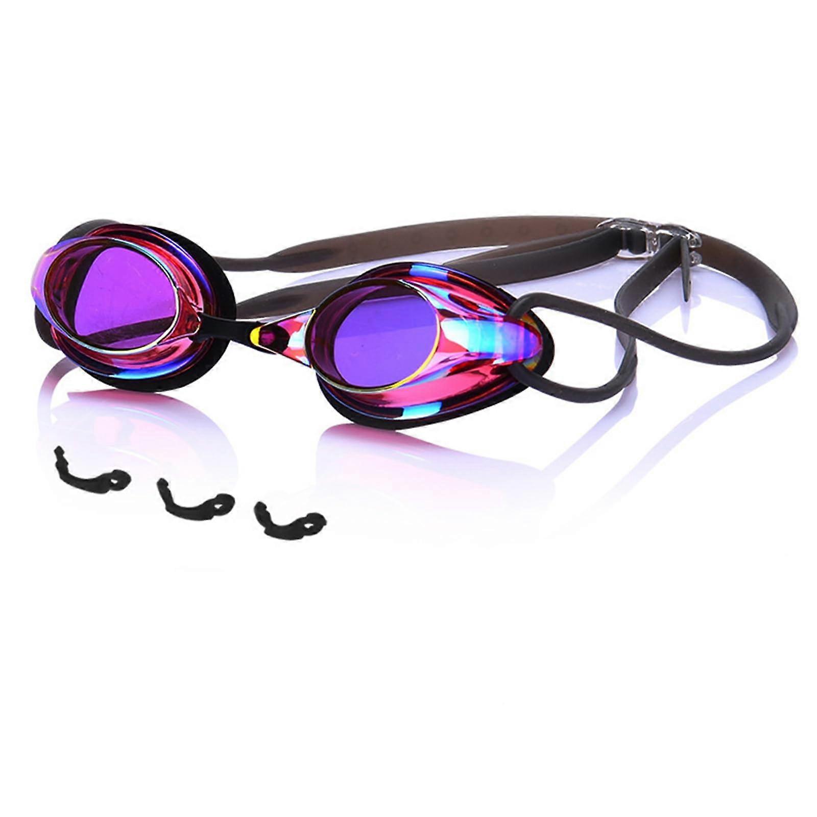 Swimming Goggles with Wide Field of View, High Definition Racing Lenses, Anti-Fog Coating, UV Protection, Elastic Mirror Strap