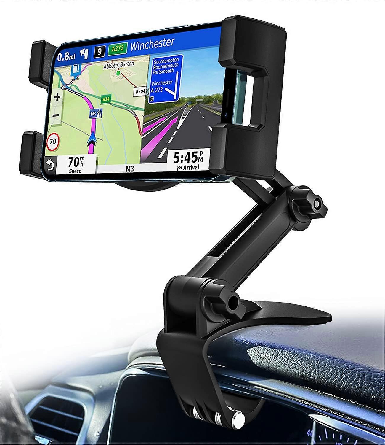 Dashboard Clip Car Phone Mount for iPhone 16 Pro Max 15 14 13 12 11 XS XR X 8 Plus, Galaxy S24, Adjustable Arm for All Smartphones