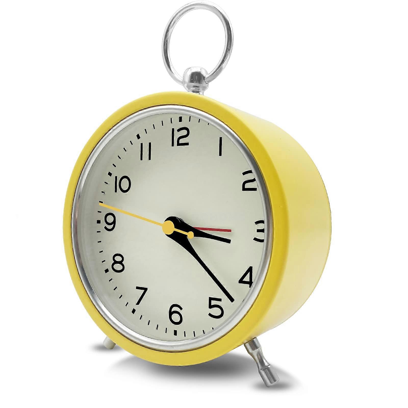Small alarm clock, non -quiet tick -tick movement, quartz hanging modern metal design, night lamp