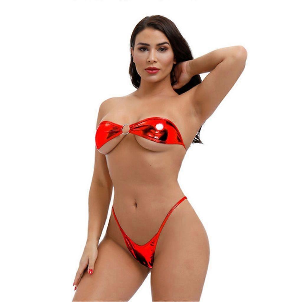 Extreme Sexy Three Point Bikini Set stroppeløs BH G String Mini Thong for kvinner