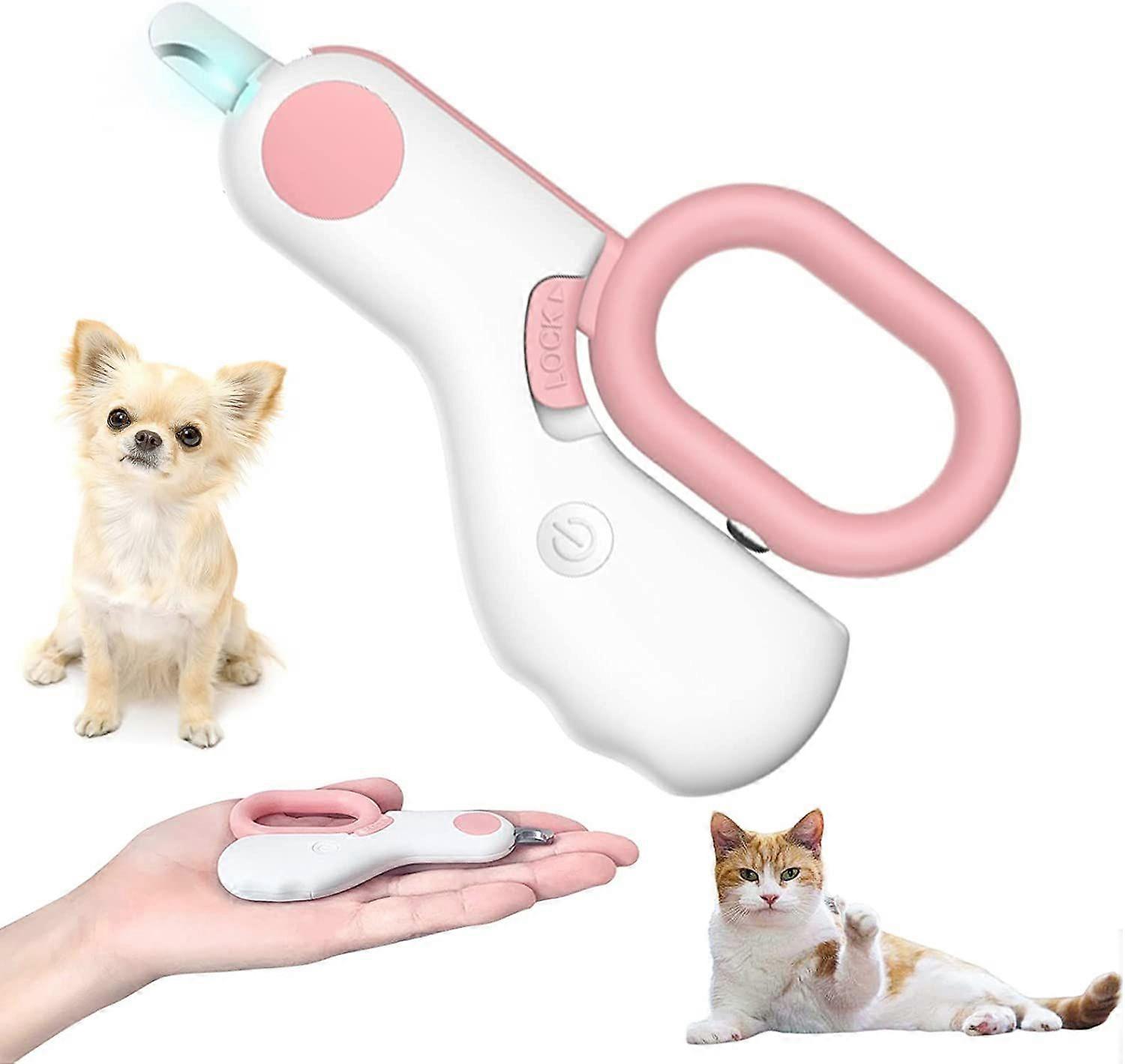 Cat Nail Trimmers for Small Animals USB Rechargeable Dog Nail Clippers with LED Light, Green 1 (D-4)