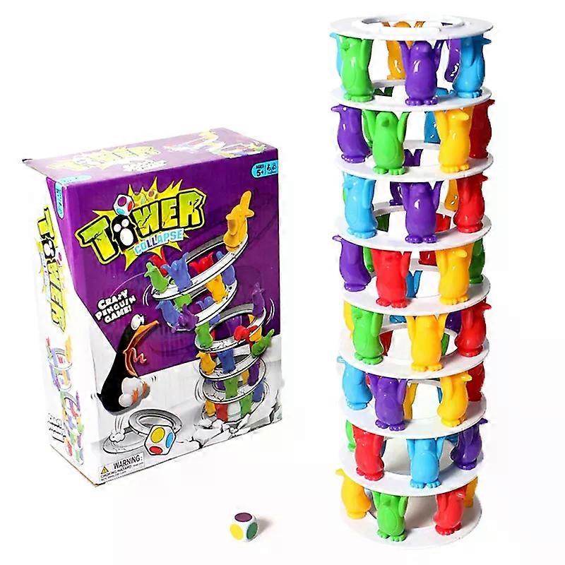 ילדים פינגווין מגדל התמוטטות איזון משחק צעצוע מסיבת משפחה מצחיק לוח משחק צעצועים מטורף פינגווין התרסקות מגדל צעצוע ילד מתנה