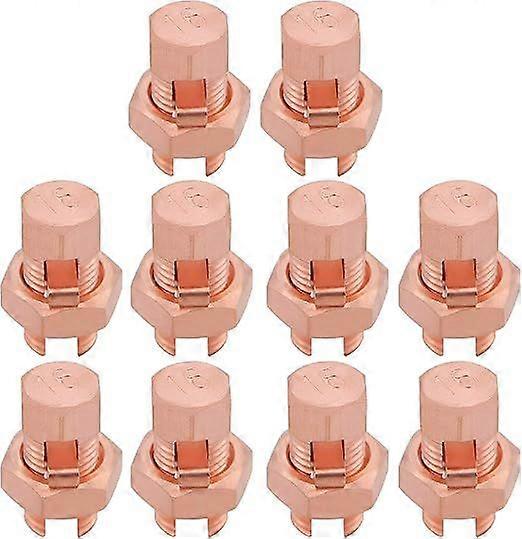 10PCS Solid Copper Split Bolt Connector,Ground Wire Clamp-6AWG