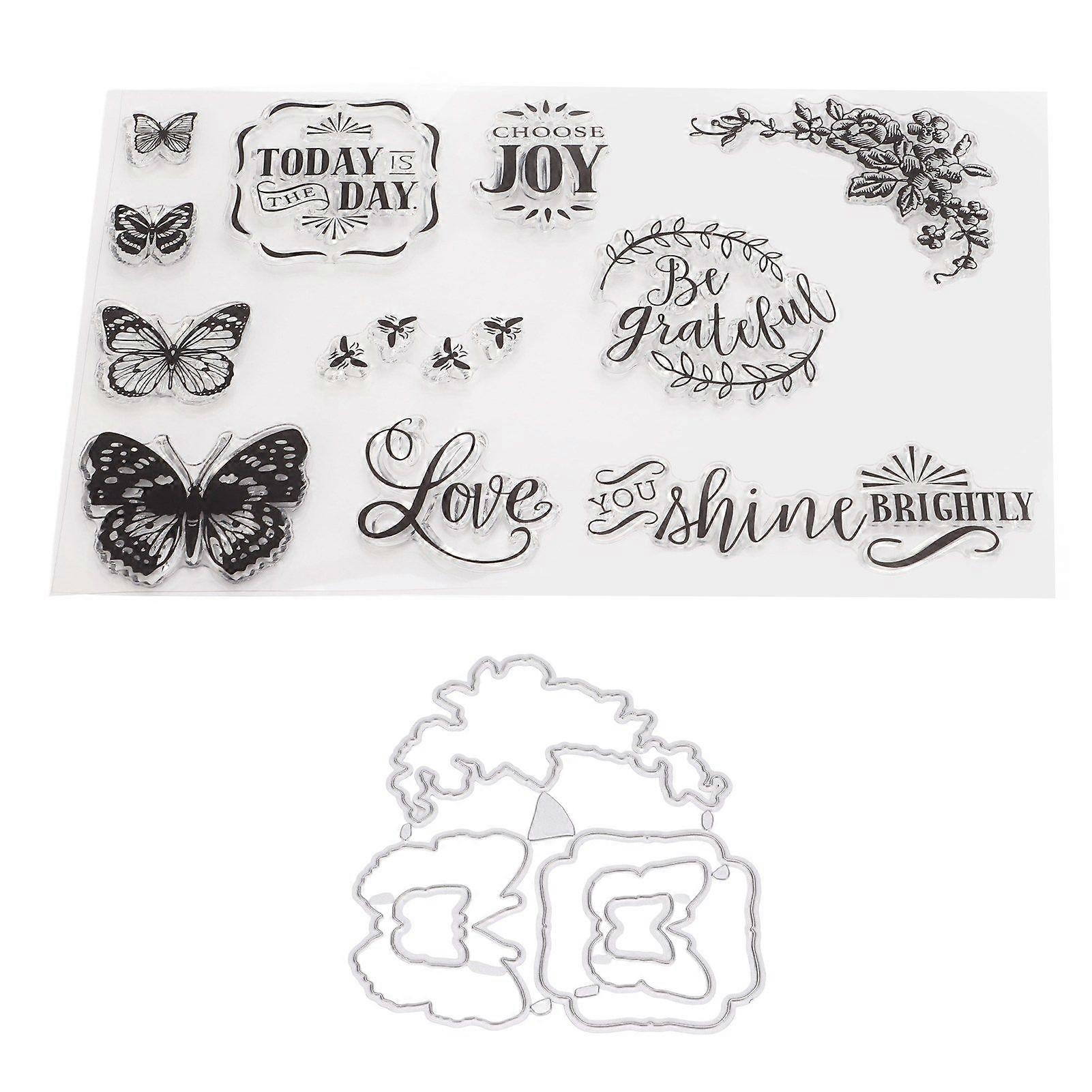 Clear Stamp Kit Unique Shape Decorative Transparent Template Embossing Cutting Die Set for DIY Scrapbook Crafts