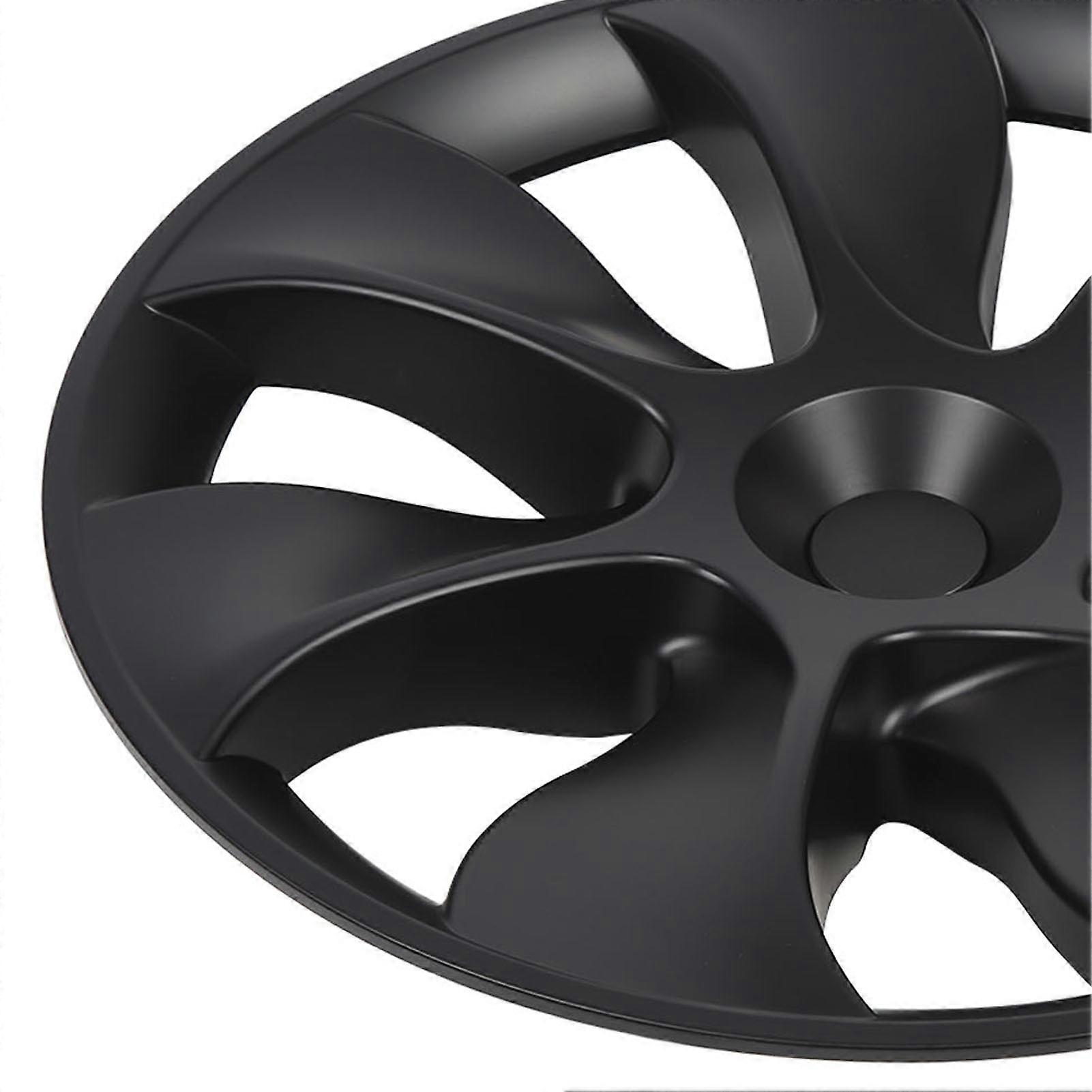 4pcs Hubcaps for 19 Inch Wheels Full Wrap Coverage Hub Cap Replacement for Tesla Model Y 2020 to 2023 Glossy Black