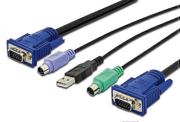 Digitus - DS-19233 - Set di cavi per console TFT 1xHD-15/M 1xVGA HD-15/M 2xPS2 1xUSB 5 m Nero