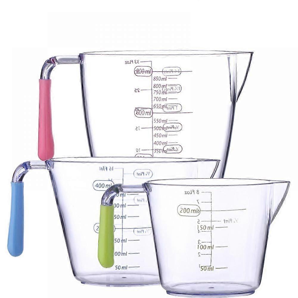 3-Piece Liquid Measuring Cups - Stackable Clear Plastic Measuring Cups with Soft Grip Handles - BPA Free and Nesting for Easy Storage - Measures up to