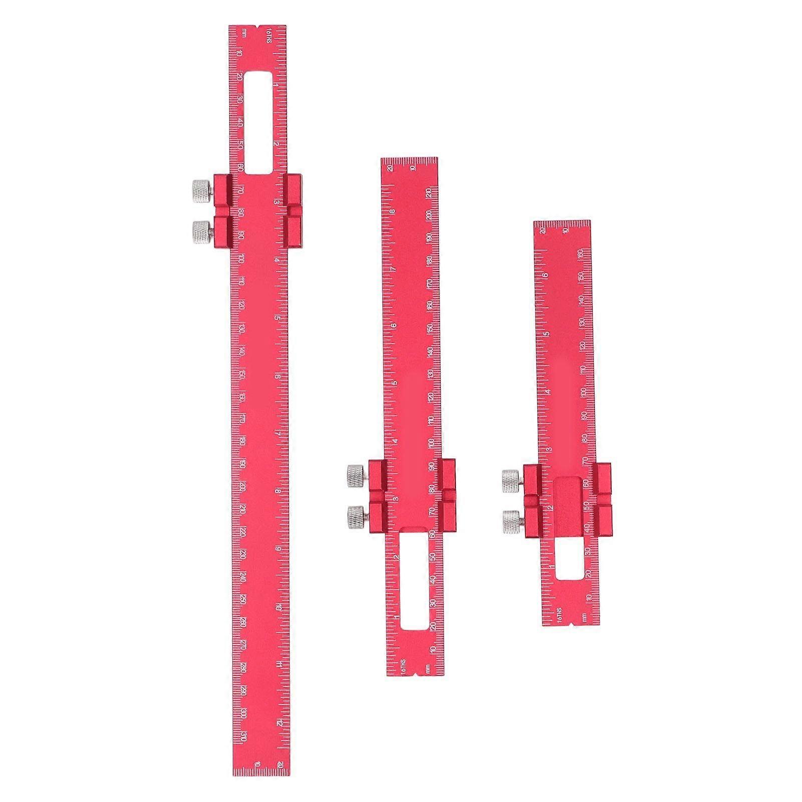 Woodworking Ruler Precise Pocket Ruler 6 8 12 Inch Slide Stop T Type Wood Making Scribing Ruler Measuring Tools Red