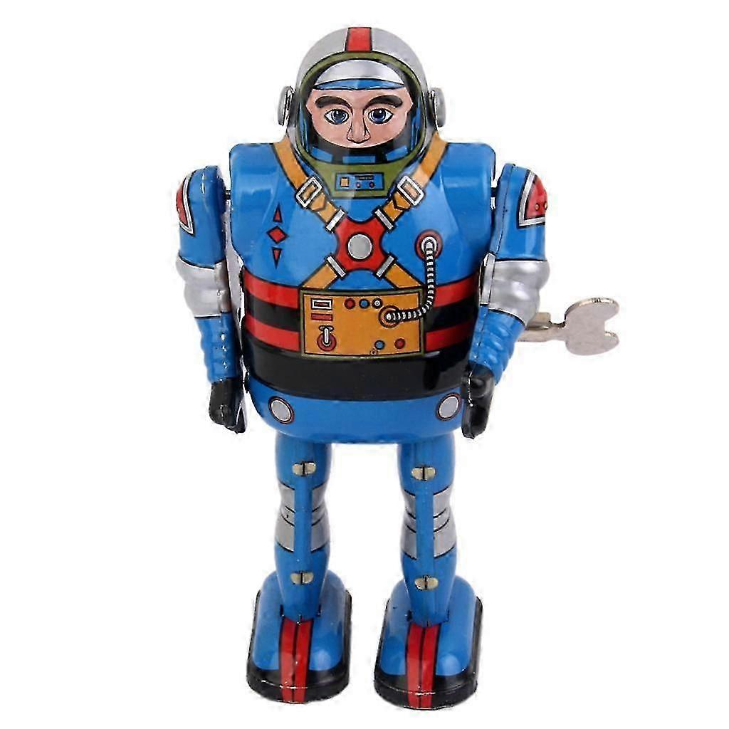 Wind Up Walking Robot Astronaut Mechanical Clockwork Tin Toy Collectible