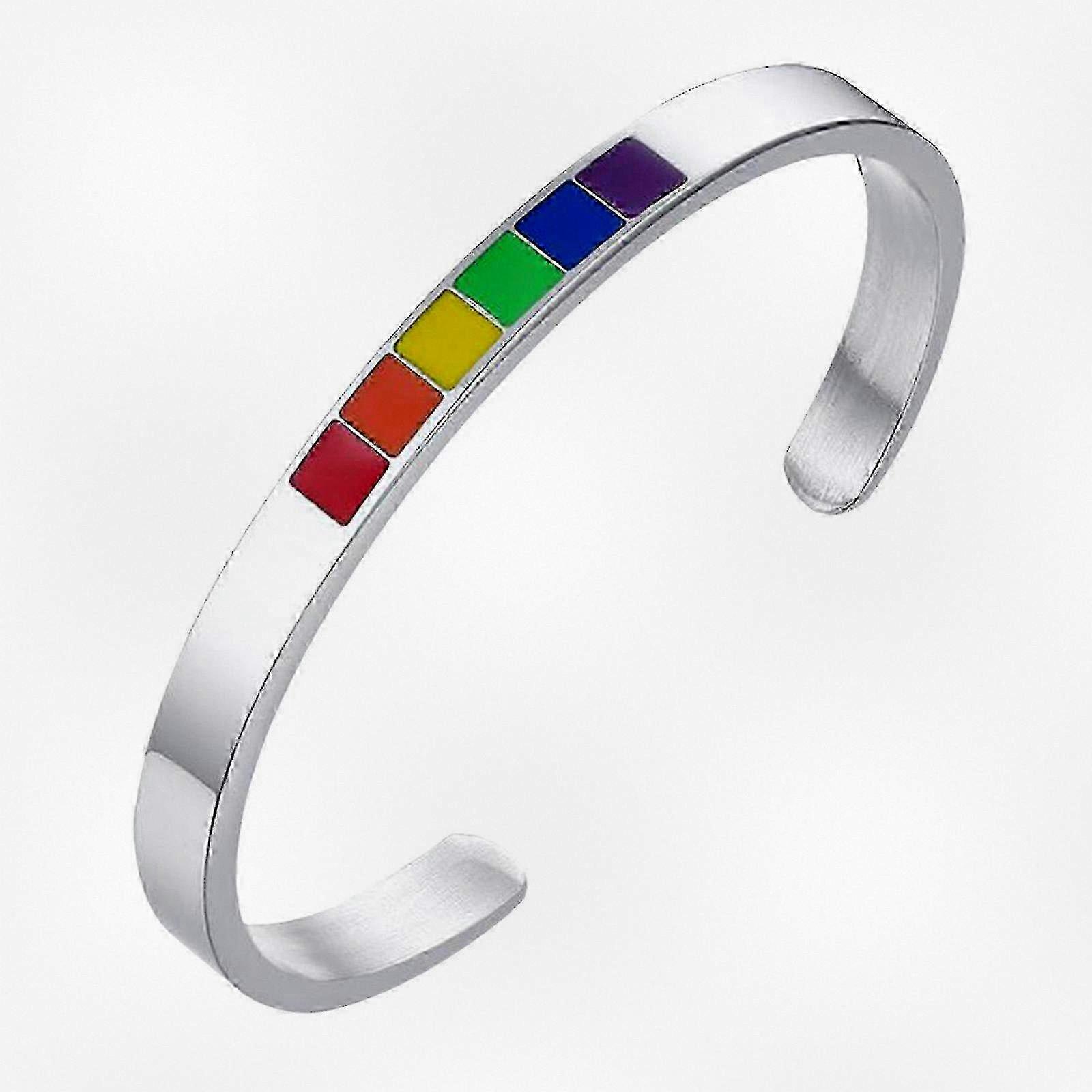Sølv Rainbow Pride armbånd laget av rustfritt stål