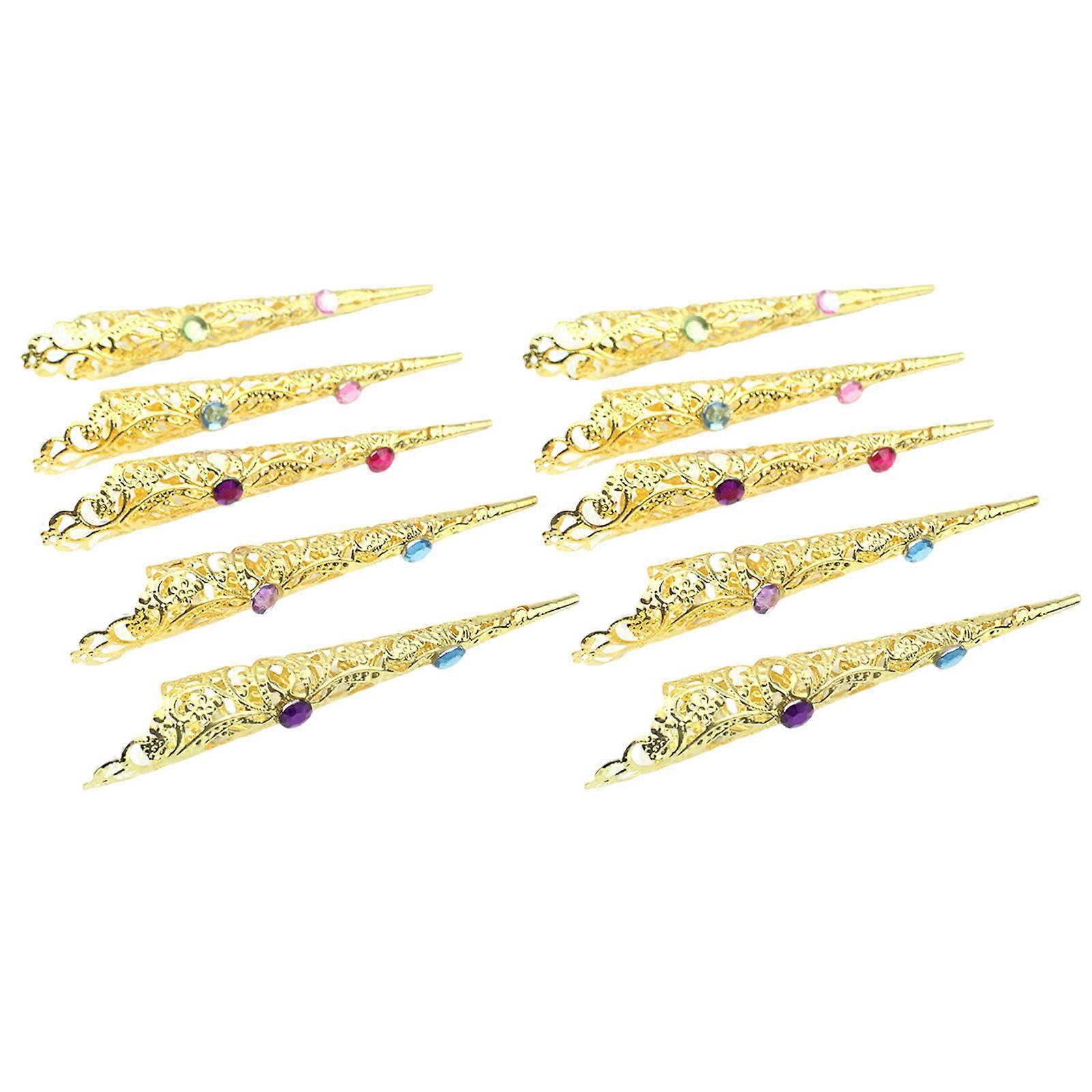 10パックフィンガーネイルクローリングナックルズリングネイルアートデコレーションベリーダンスとハロウィーンパーティーの衣装を強化します