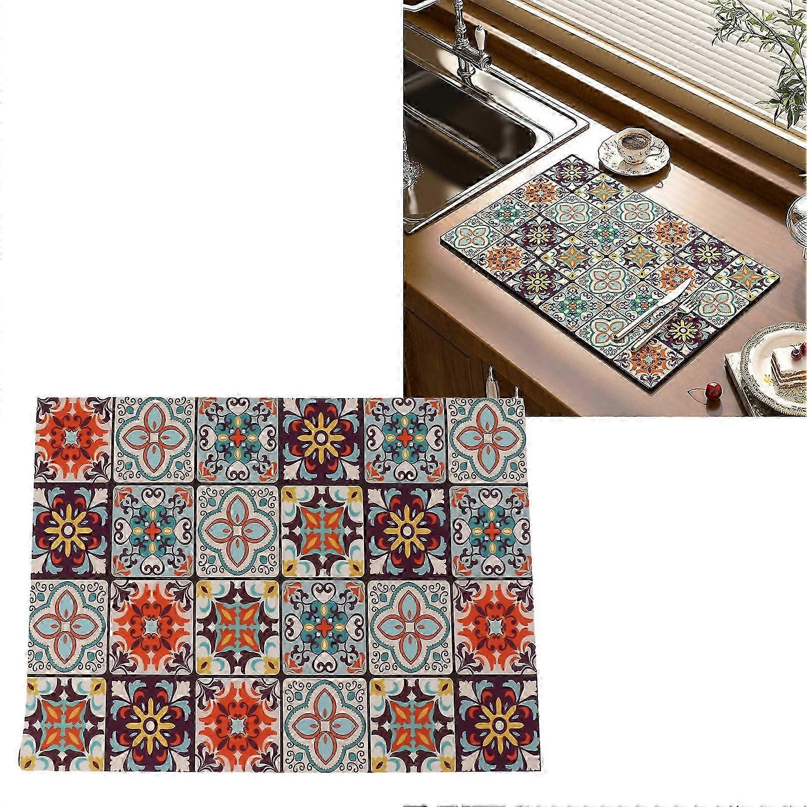 حصيرة بار القهوة المقاومة للماء غير القابلة للانزلاق 15.7x19.7in مع ظهر مطاطي