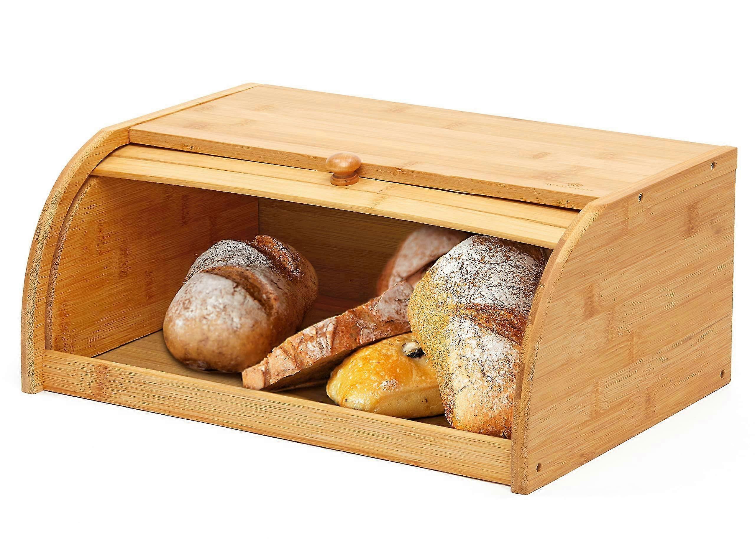 Natural Bamboo Roll-Top Bread Box, Assembly Required