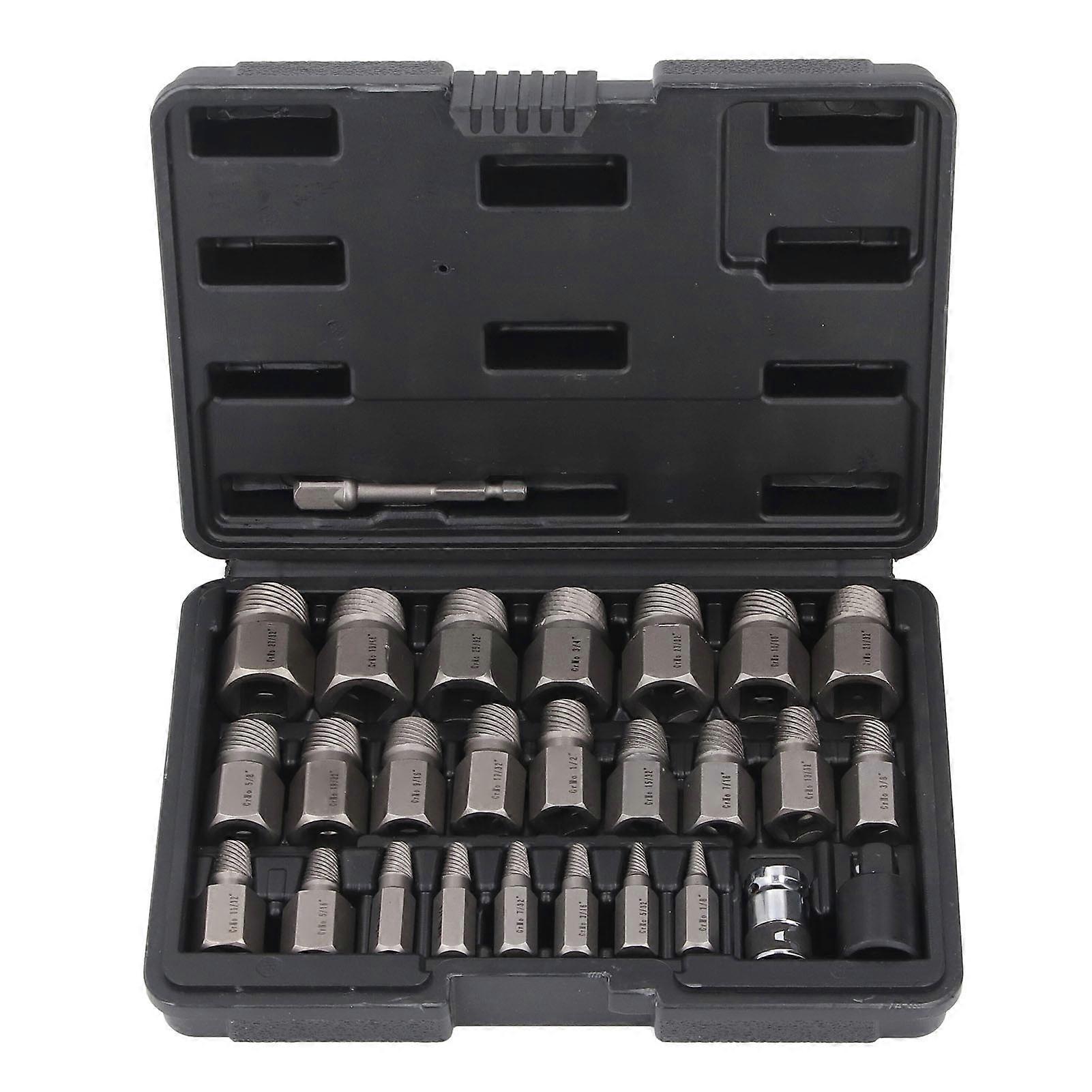 26PCS Set Bolt Extractor Kit: 3/8 Inch Driver Hex Stripped Bolt Extractor Socket, Nut Remover Tool
