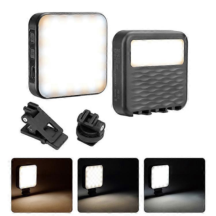 C49 Mini Portable 3 Color Temperatures Photography Video Light Phone Laptop Clip-On Dual Side Fill Light