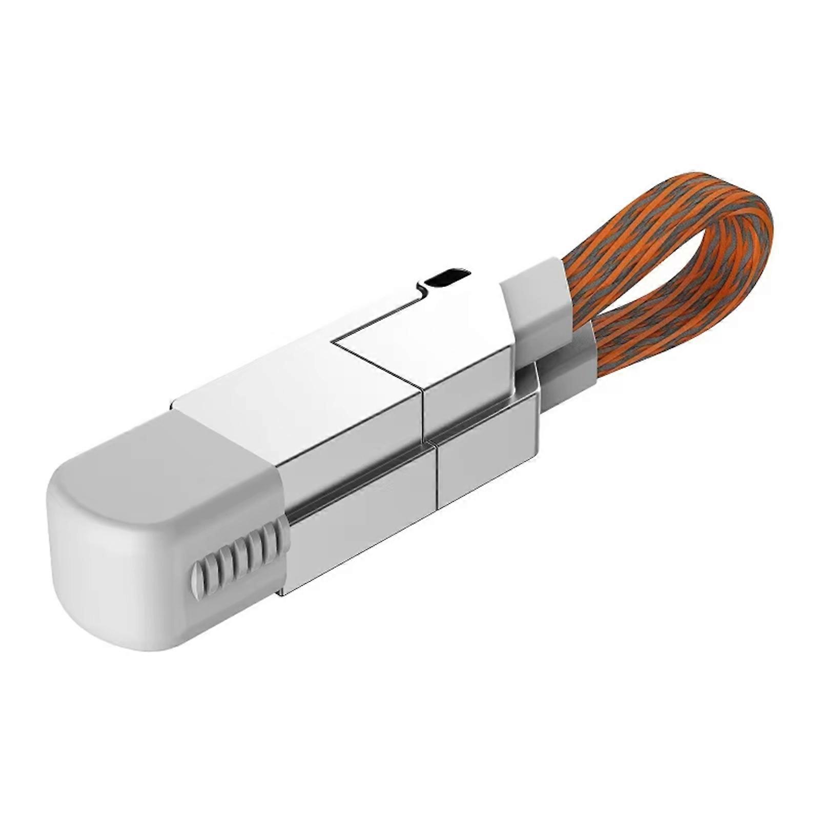 60W Multi Connector Magnetic Fast Charging Cable Keychain 6 in 1 Charging Data Cable for Phone Tablet Laptop Data Sync Orange gray
