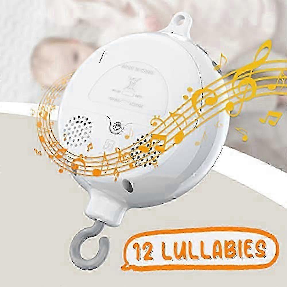 Crib Mobile Motor Baby Music Box Spinner with 3 Modes Volume Adjustable 12 Lullabies Auto-Off After 2025