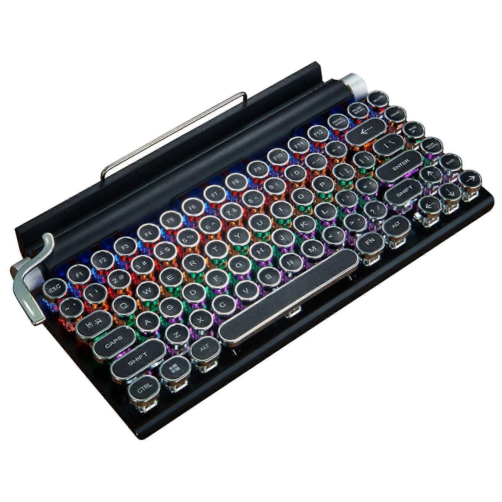 Wireless Mechanical Keyboard Bt Retro Typewriter Computer Gaming Keyboard