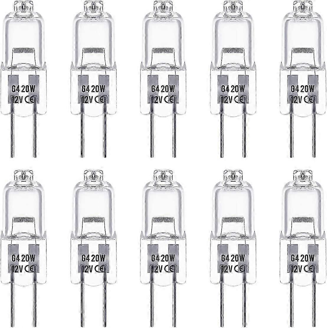 G4ハロゲン電球、12V 20W、ウォームホワイト3000K、350LM、調光可能、G4低電圧、透明カプセル、10個入り