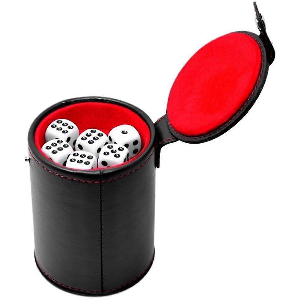 Dice Cup With Lid, Leather Dice Cup, Includes 5 Dice Inside, Interior Dice Shaker, For Liars Dice And Yahtzee