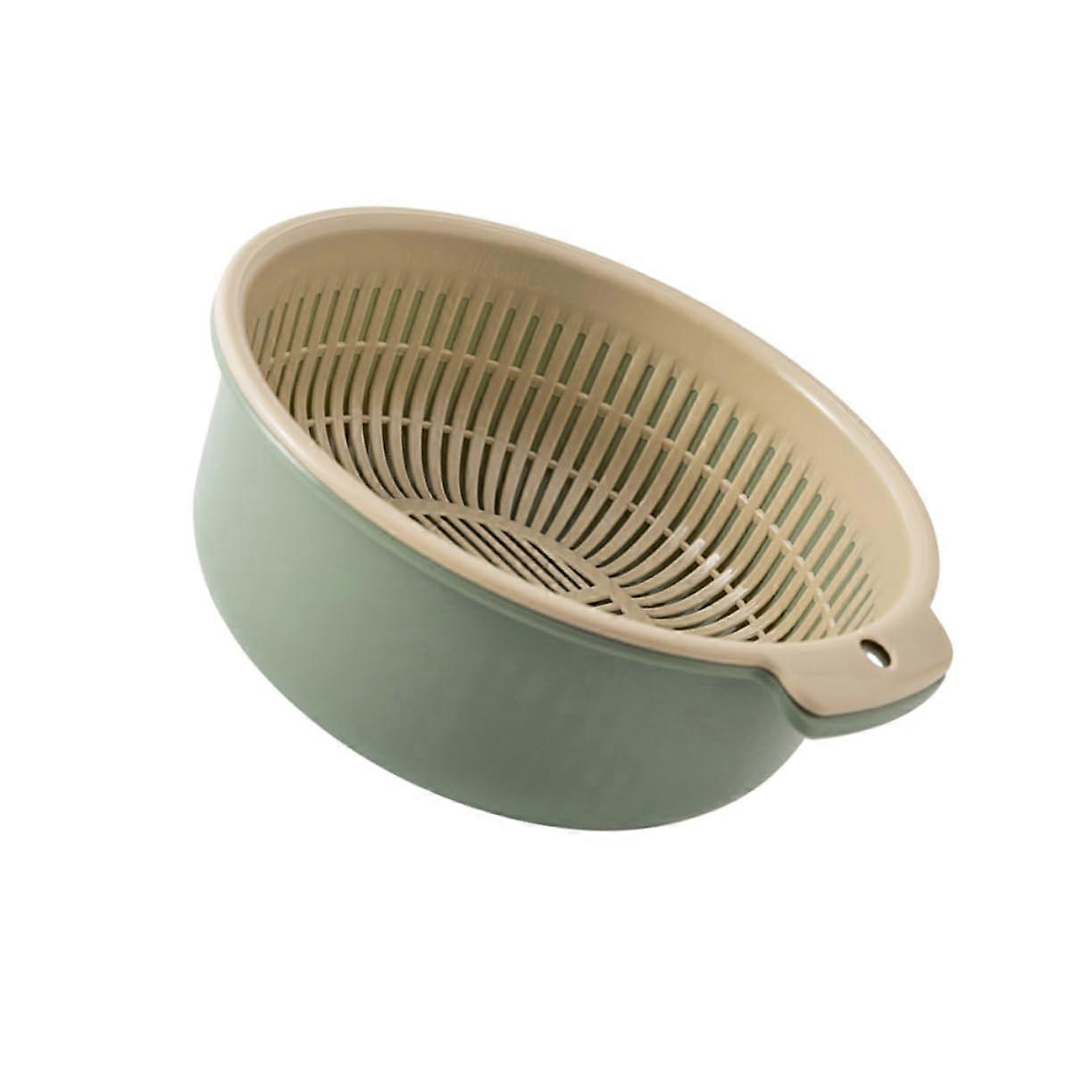 Double-Layer Draining Basket Plastic, Multifunctional Fruit And Vegetable Cleaning Storage Basket, Green Size 1