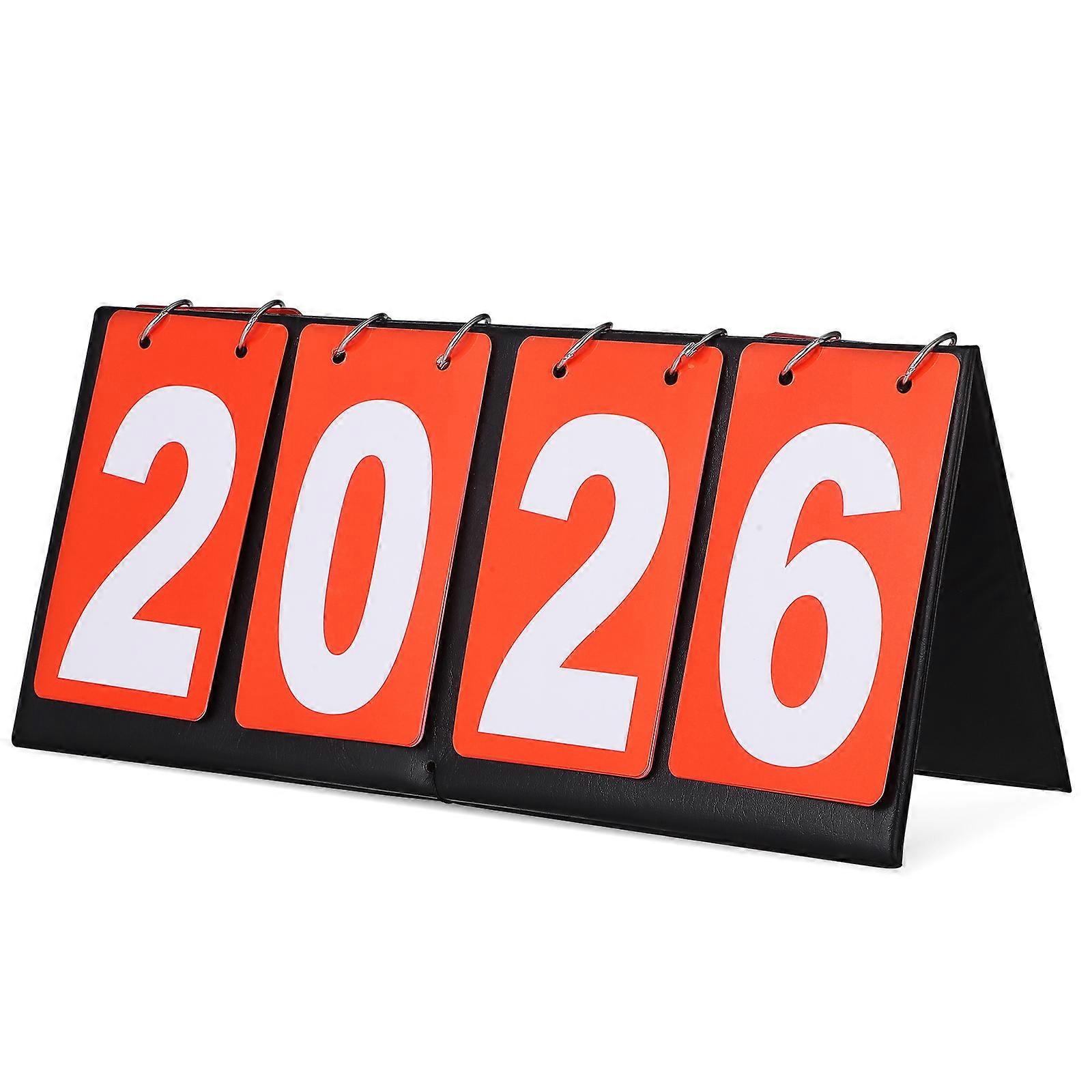 Portable Tabletop Scoreboard with Four Flippers and 1 Set Multi Sports Scoreboard for Basketball Football Red