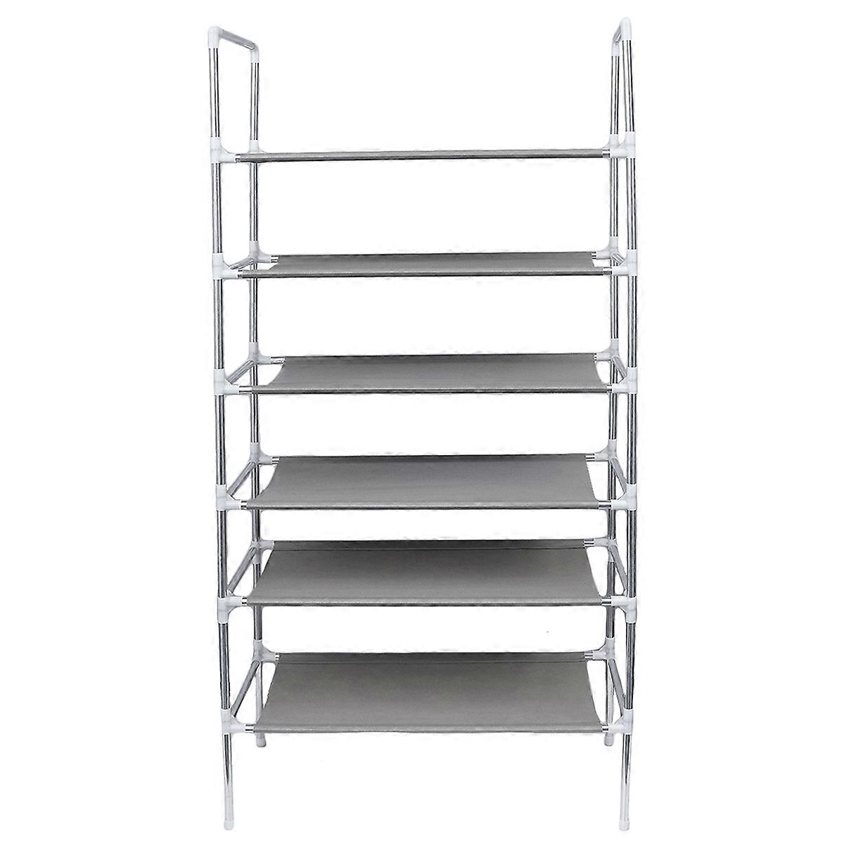 Six Tier Metal Shoe Rack with Handle – Versatile Storage for Shoes, Books, and More – Space Saving Organizer for Entryway and Closet