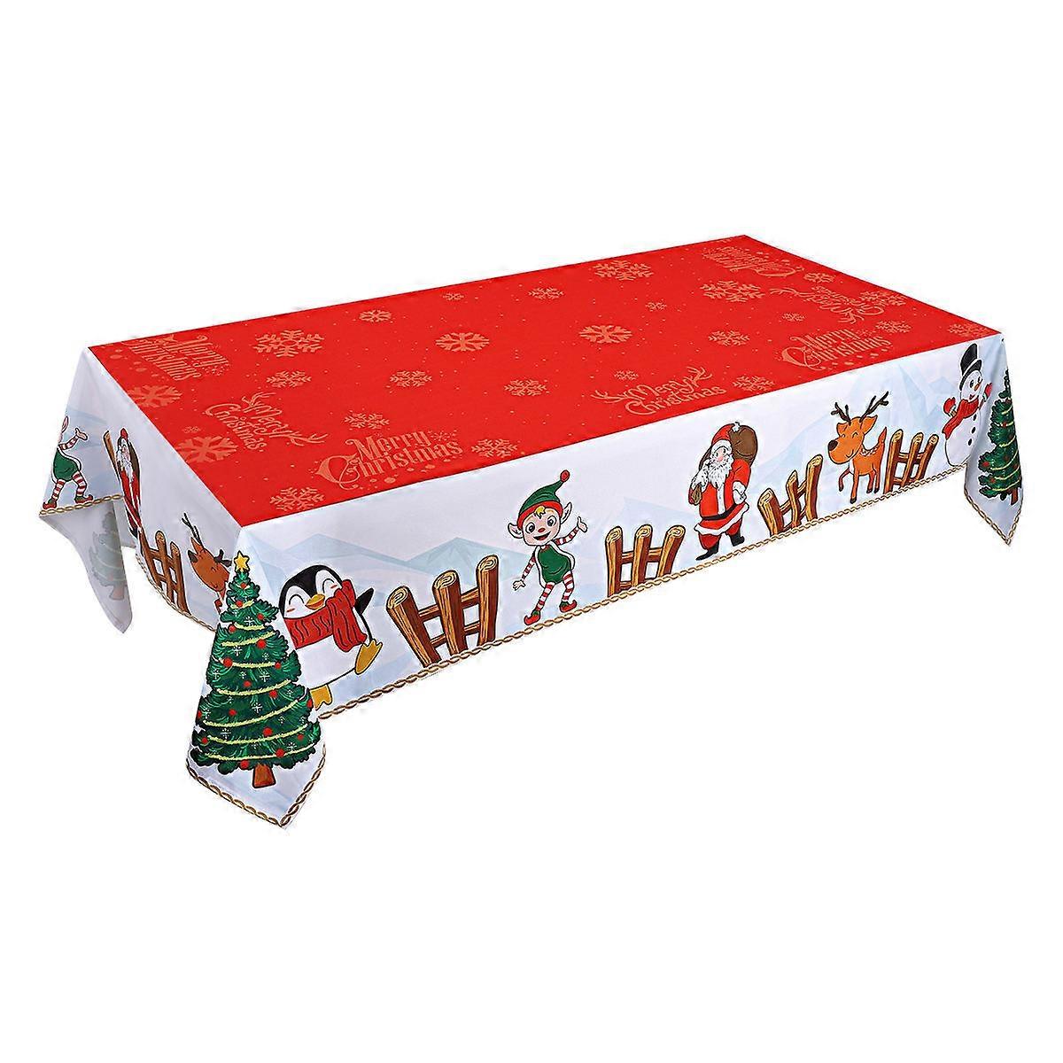 Waterproof Christmas Tablecloth Rectangular Computer Desk 84x60 Inches Mildew Resistant For Holiday Events 1Pack