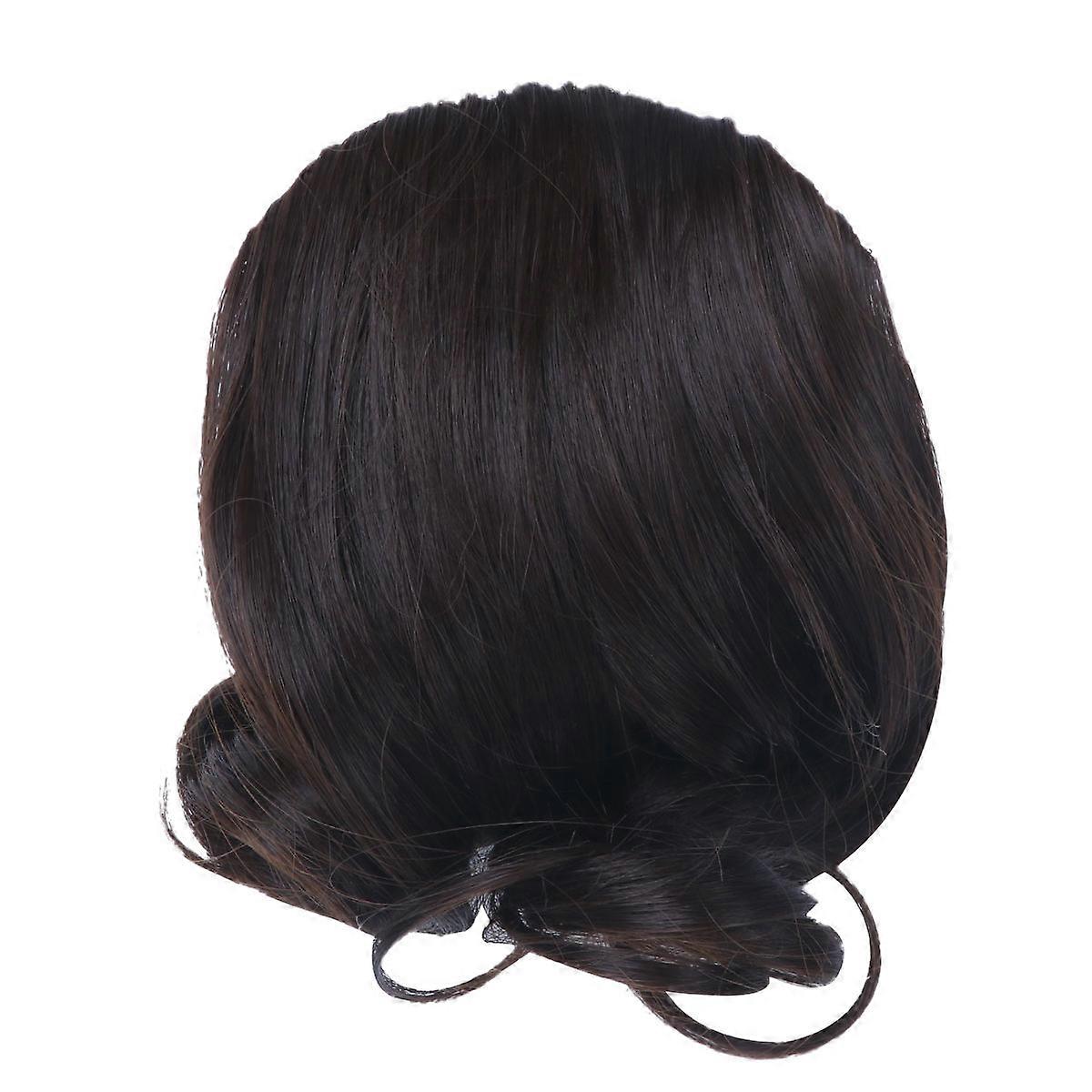 Natural Looking Wigs High Temperature Fiber Curly Bangs Wig Reshapable with Curling Iron 1Pcs