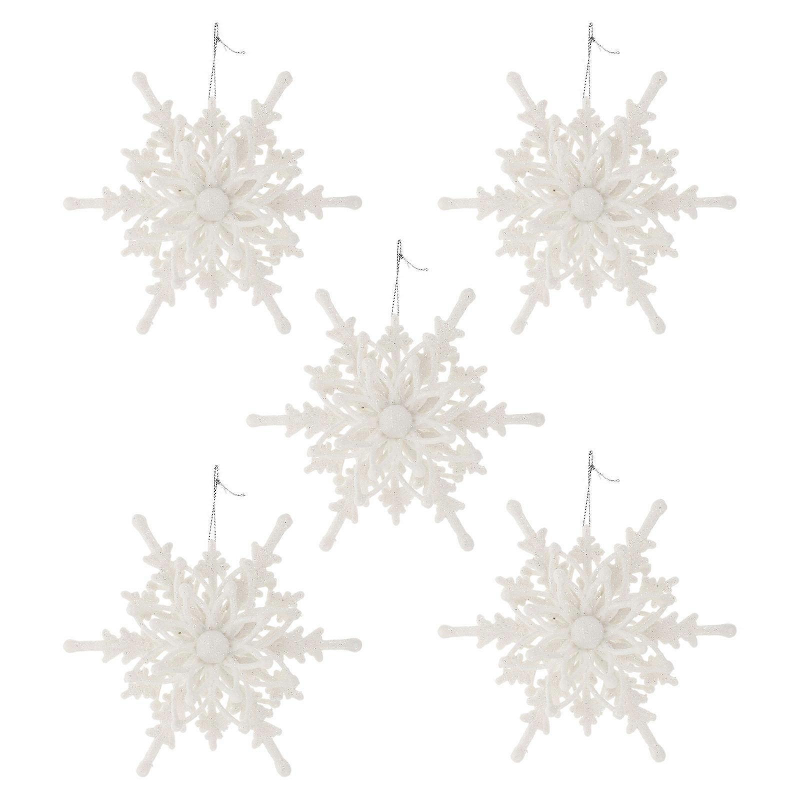 Christmas Snowflake Decor 3D Snowflake Pendant for Hanging 5Pcs