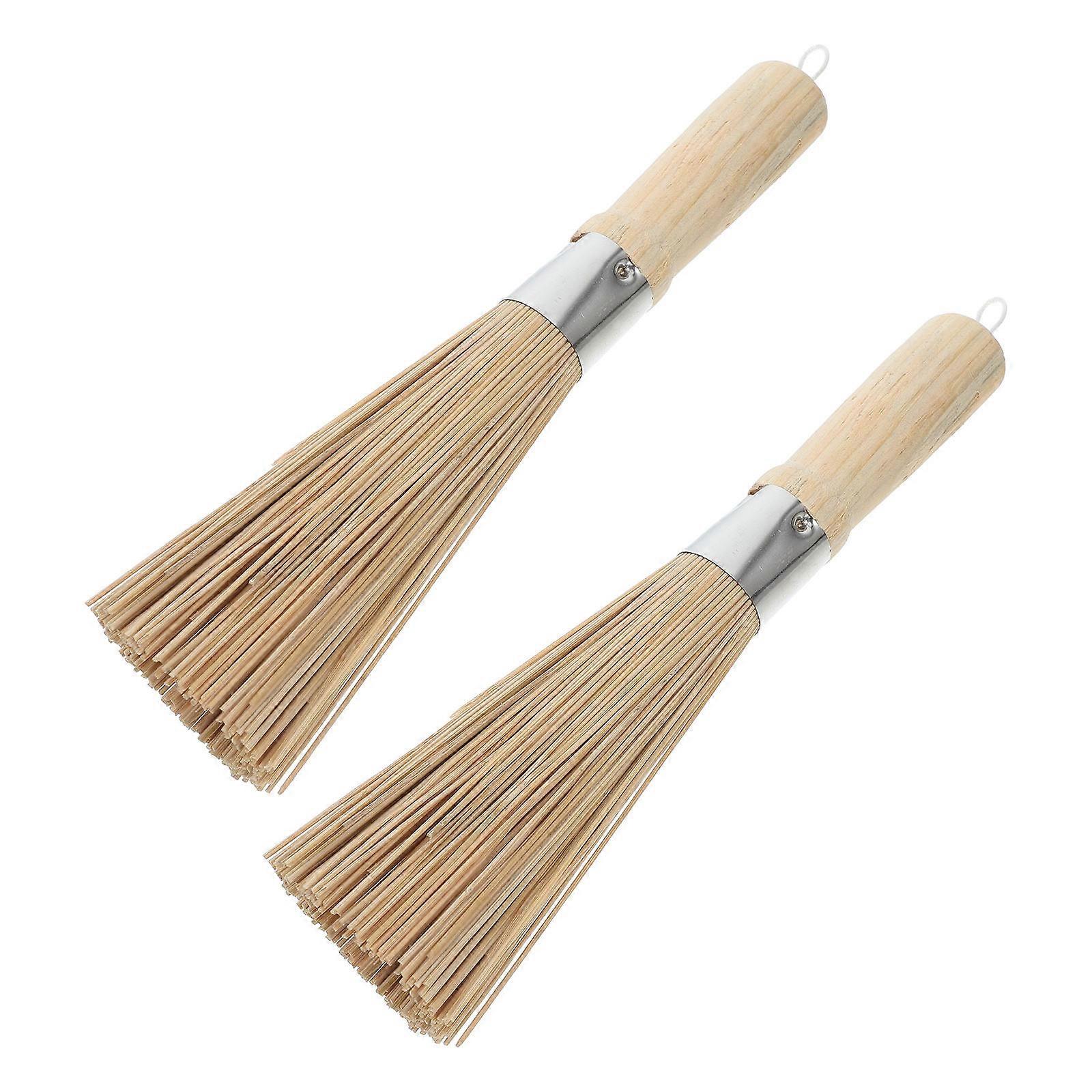 Multipurpose Cleansing Bamboo Pan Brush for Home and Restaurant Use 25.00X3.00X3.00CM 2Pcs
