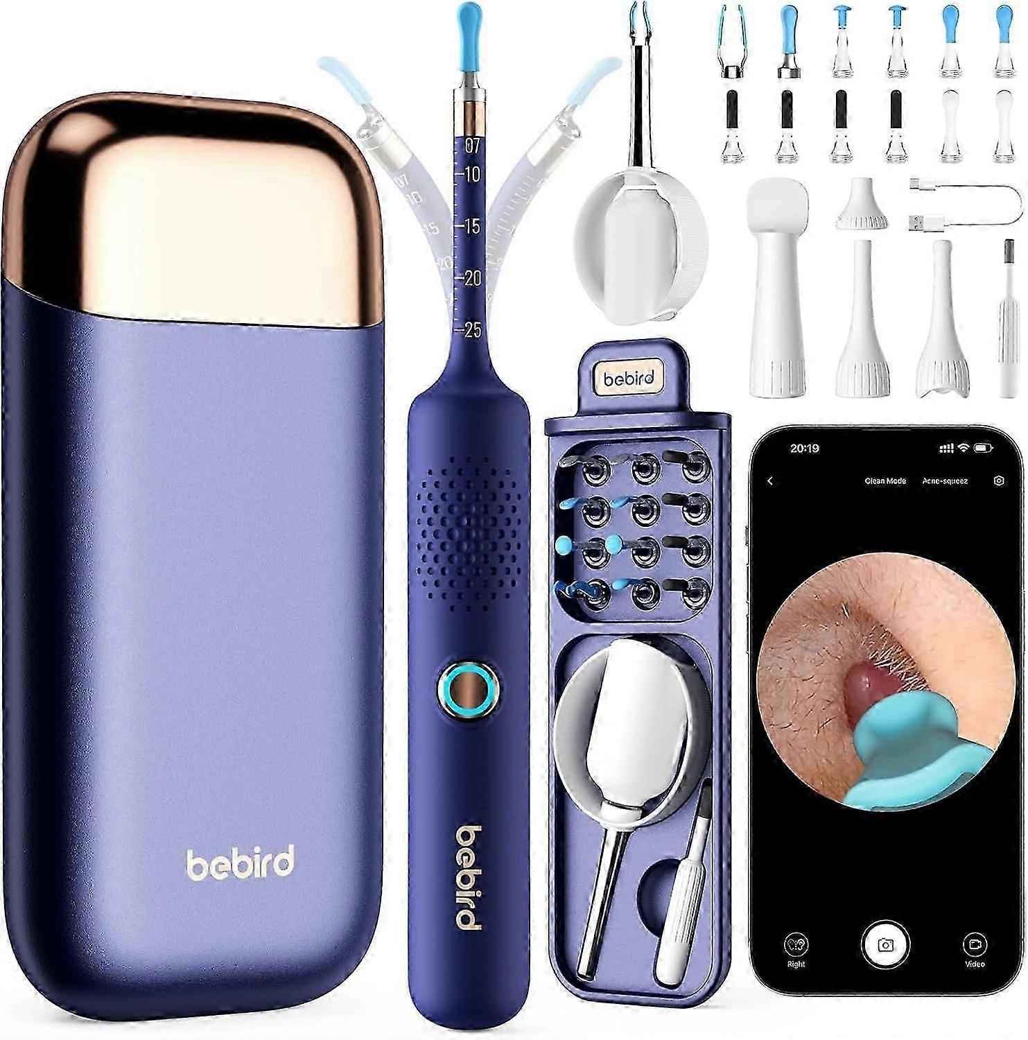 Flexible Ear Wax Removal Tool Camera, Wireless Smart Visual Ear Cleaning Kit with 13-Piece
