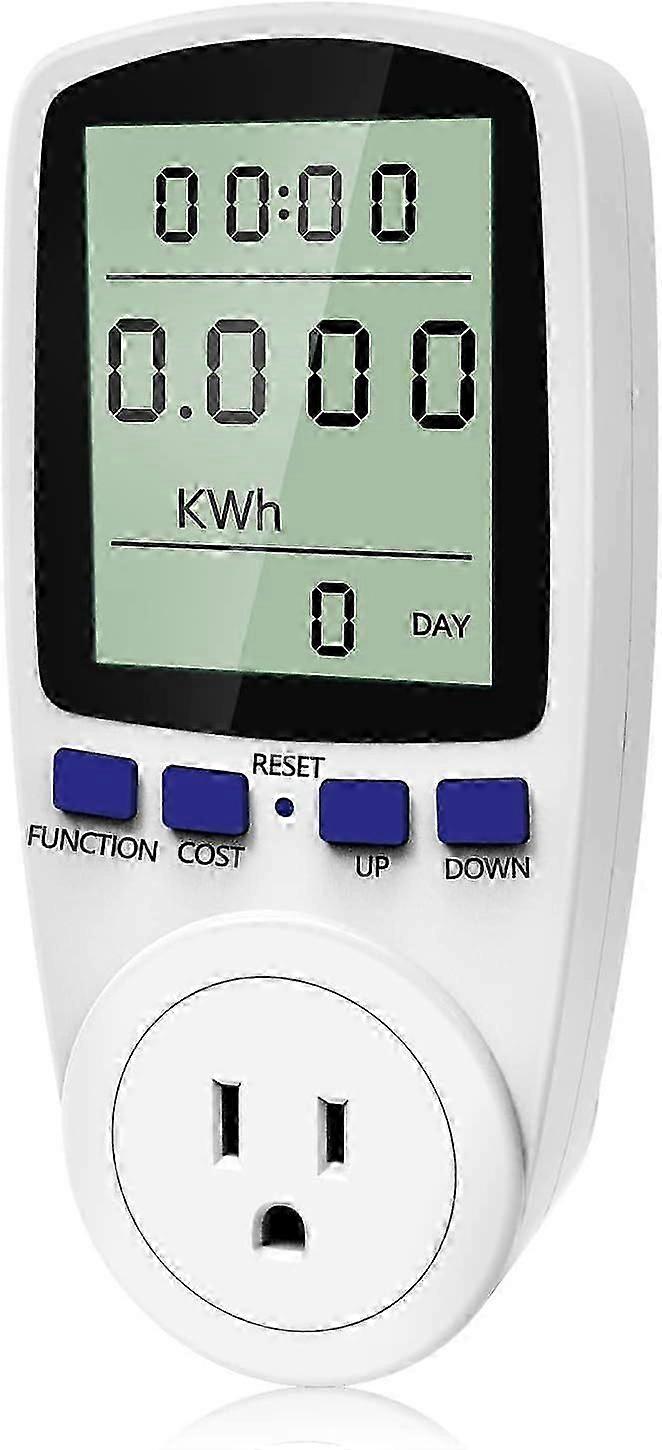 Electricity Usage Monitor Plug Power Watt Voltage Amps Meter with Digital LCD Overload Protection and 7 Display Modes for Energy Saving (NO-Backlight)