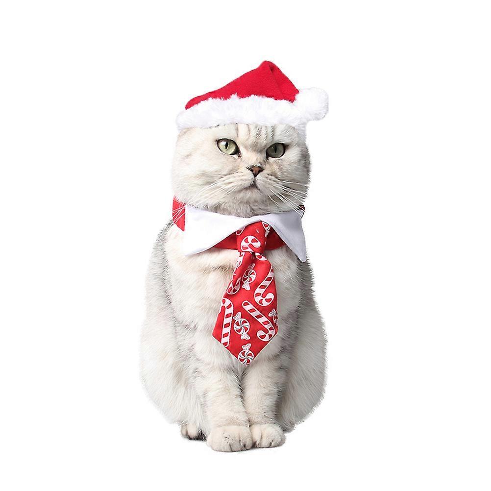 Cute Pet Christmas Hat and Collar Set – Soft & Comfortable Costume for Dogs and Cats