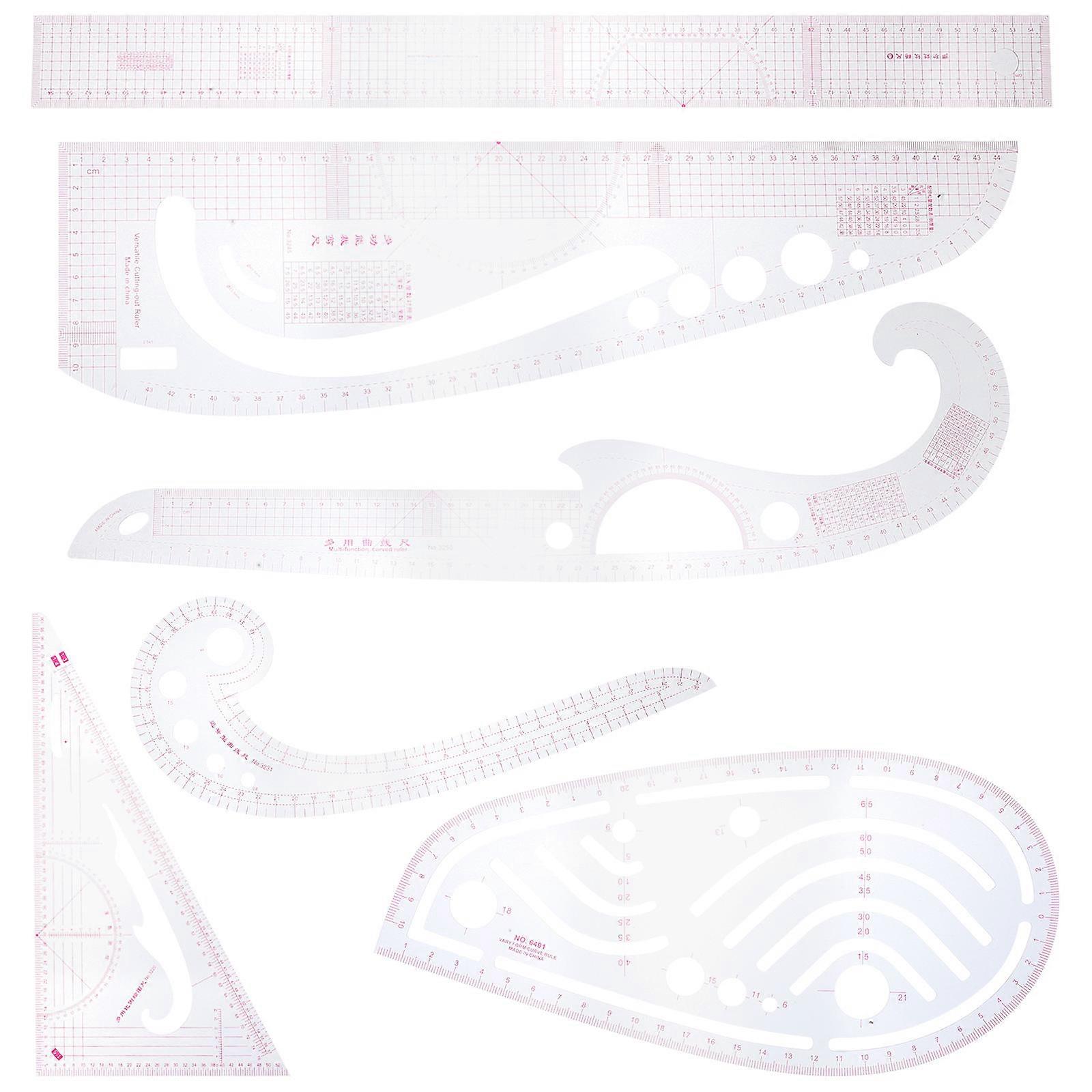 Tailor Ruler Multi Function French Curve Pattern Ruler Plastic Sewing Measure Ruler For Home Use 6Pcs