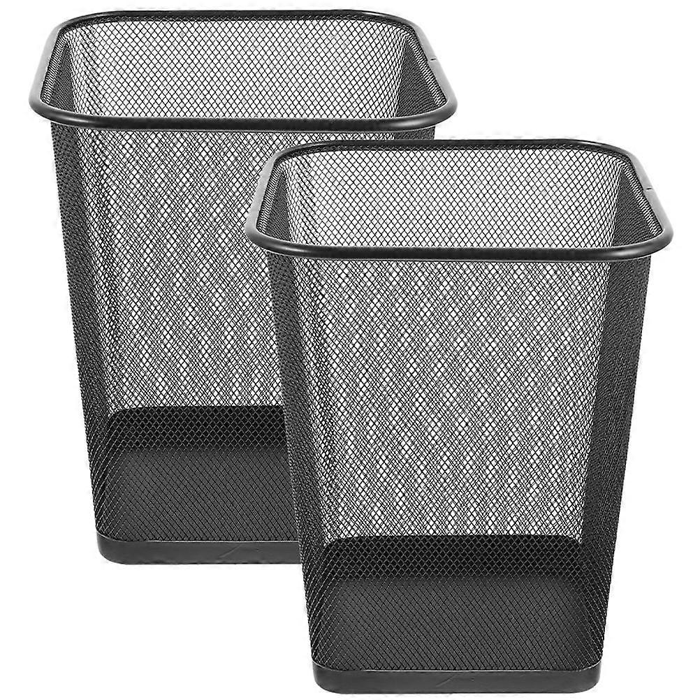 Garbage Can Square Trash Bin Sturdy Iron Frame Mesh Design for Household Office Use 12.2×9.8×9.8in 2Pcs