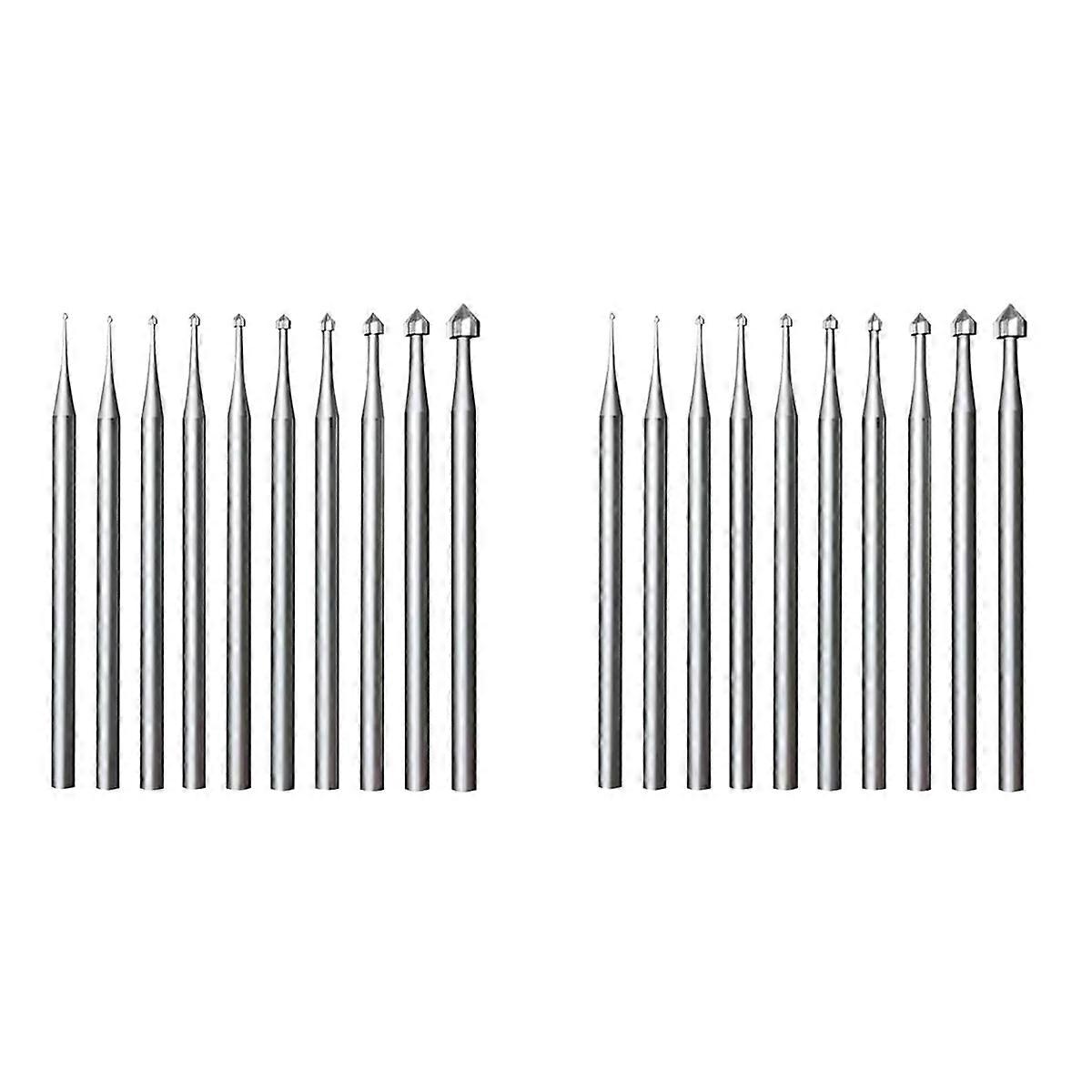 20 Pcs Jewelry Setting Burr - 3/32Inch Shank Stone Setting Burs Cylinder - Cone Shape Lapidary Makin